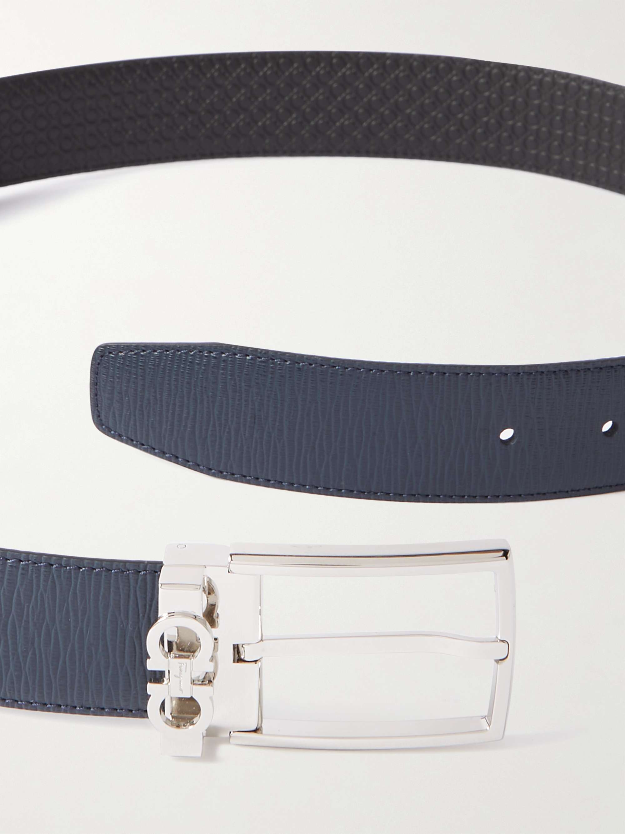 FERRAGAMO 3.5cm Reversible Debossed Leather Belt
