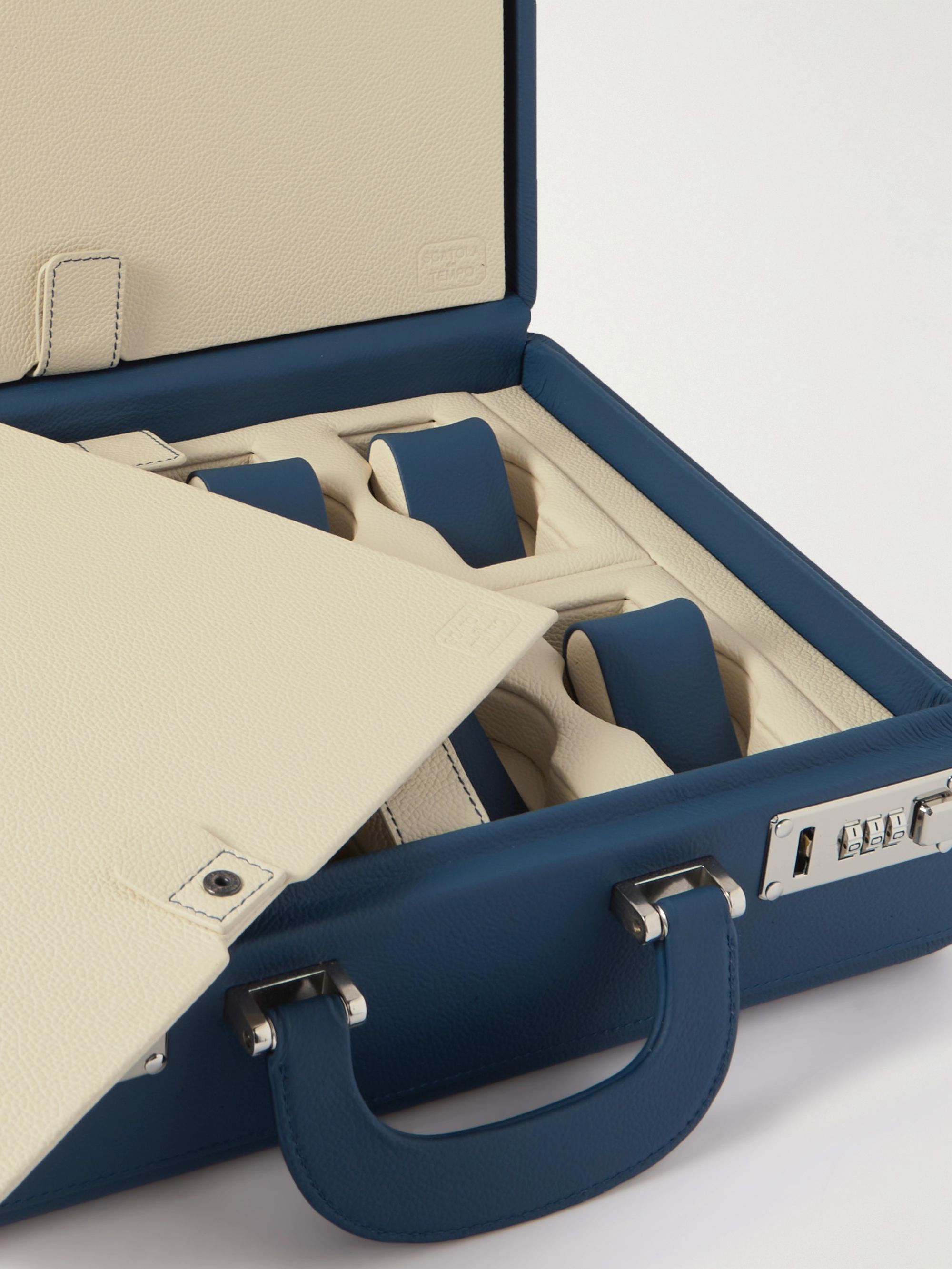 SCATOLA DEL TEMPO Valigetta Full-Grain Leather 16-Piece Travel Watch Case