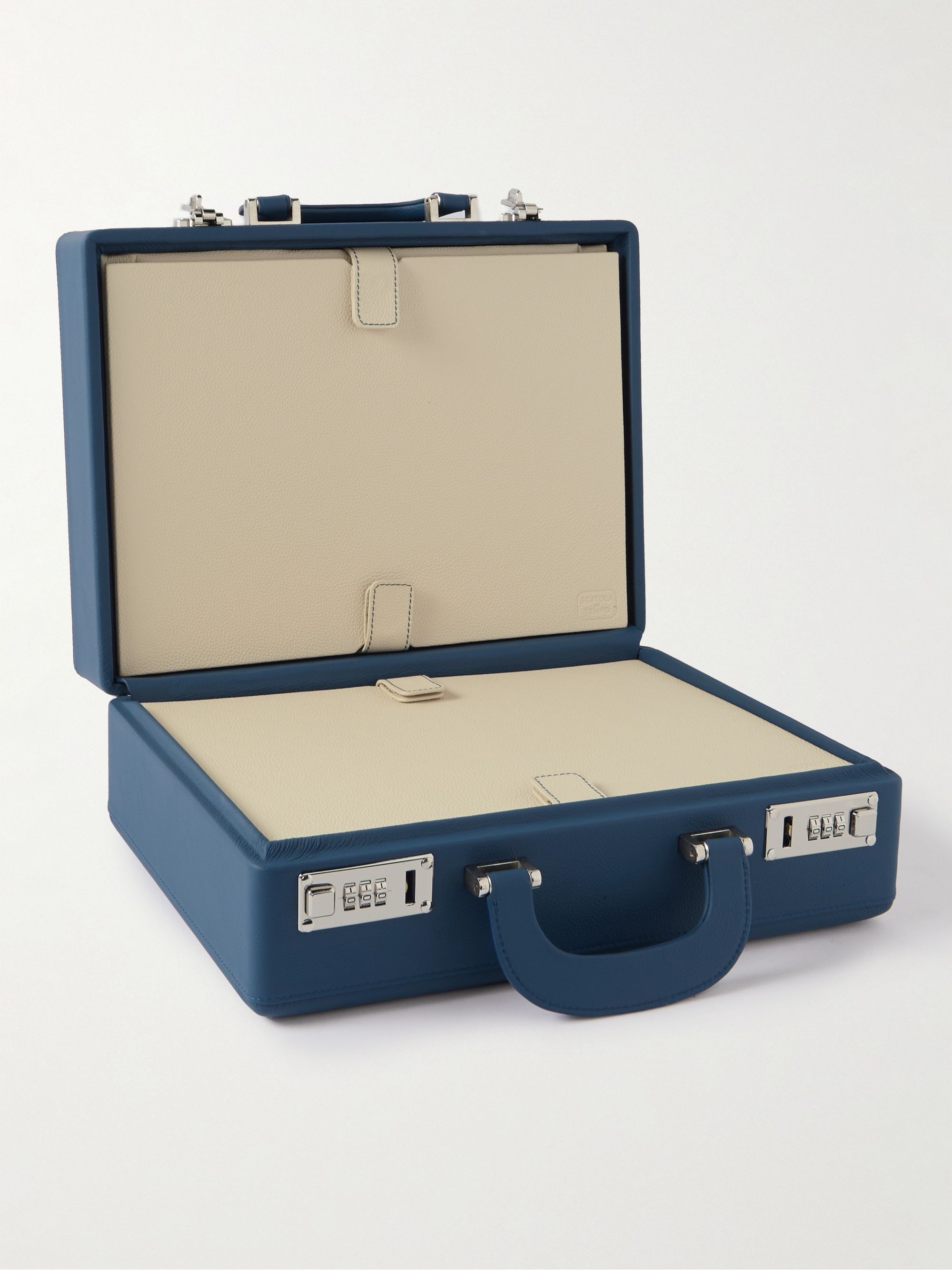 SCATOLA DEL TEMPO Valigetta Full-Grain Leather 16-Piece Travel Watch Case