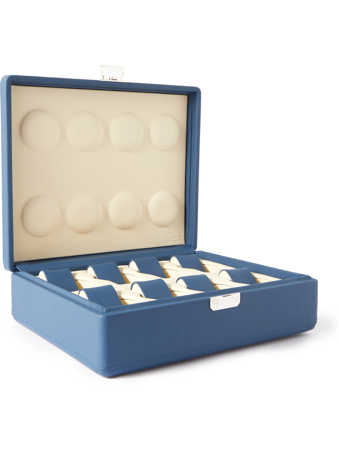 Scatola Del Tempo Valigetta 8 Full-grain Leather Watch Box In Blue