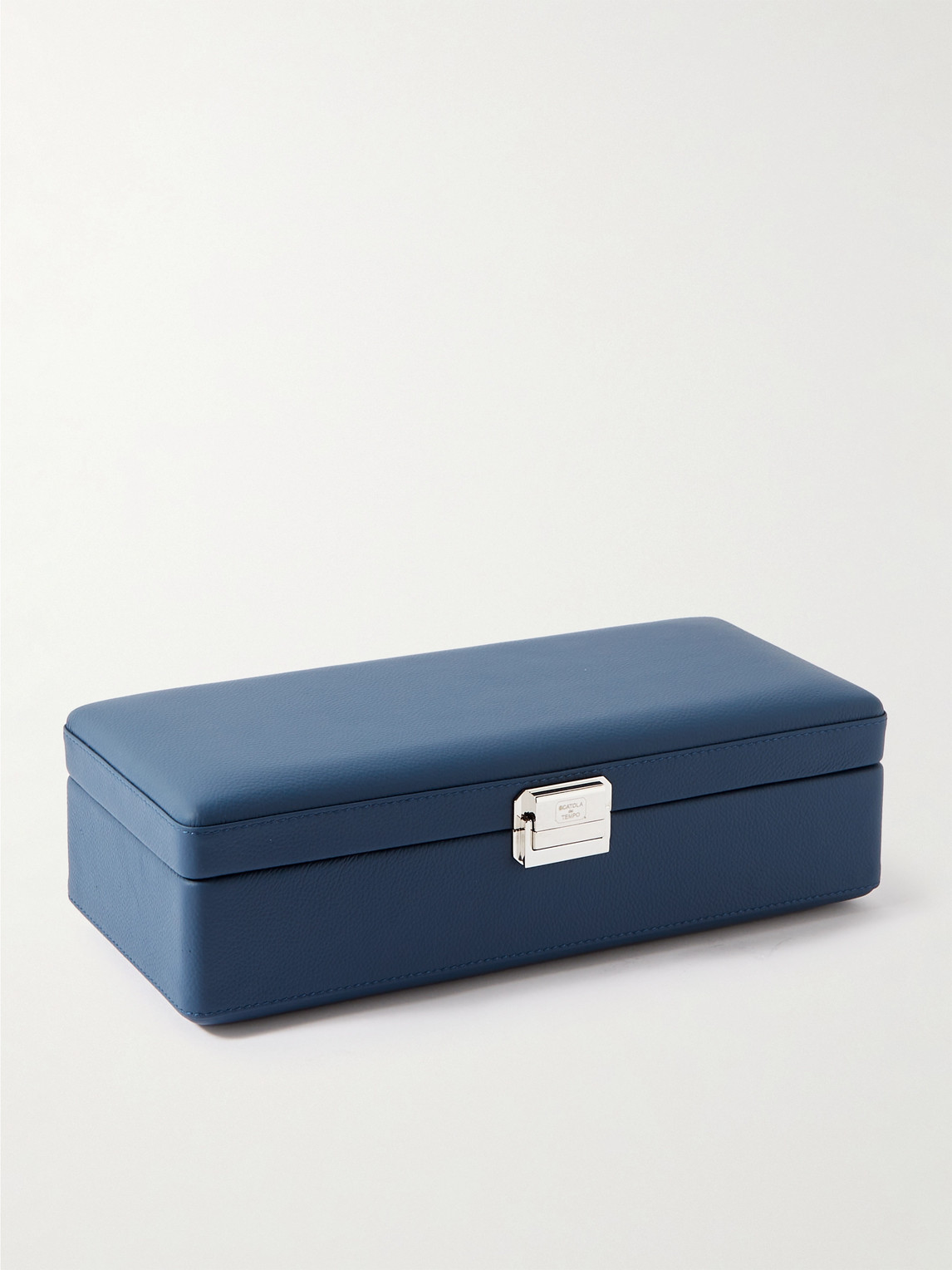 Shop Scatola Del Tempo Full-grain Leather Watch Box In Blue