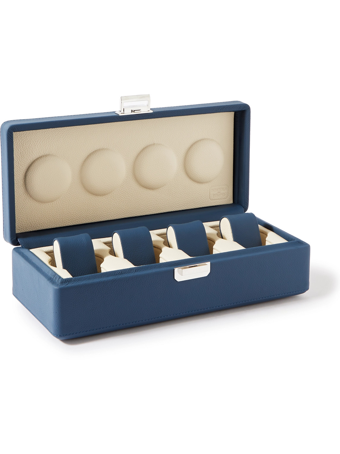 Scatola Del Tempo Full-grain Leather Watch Box In Blue