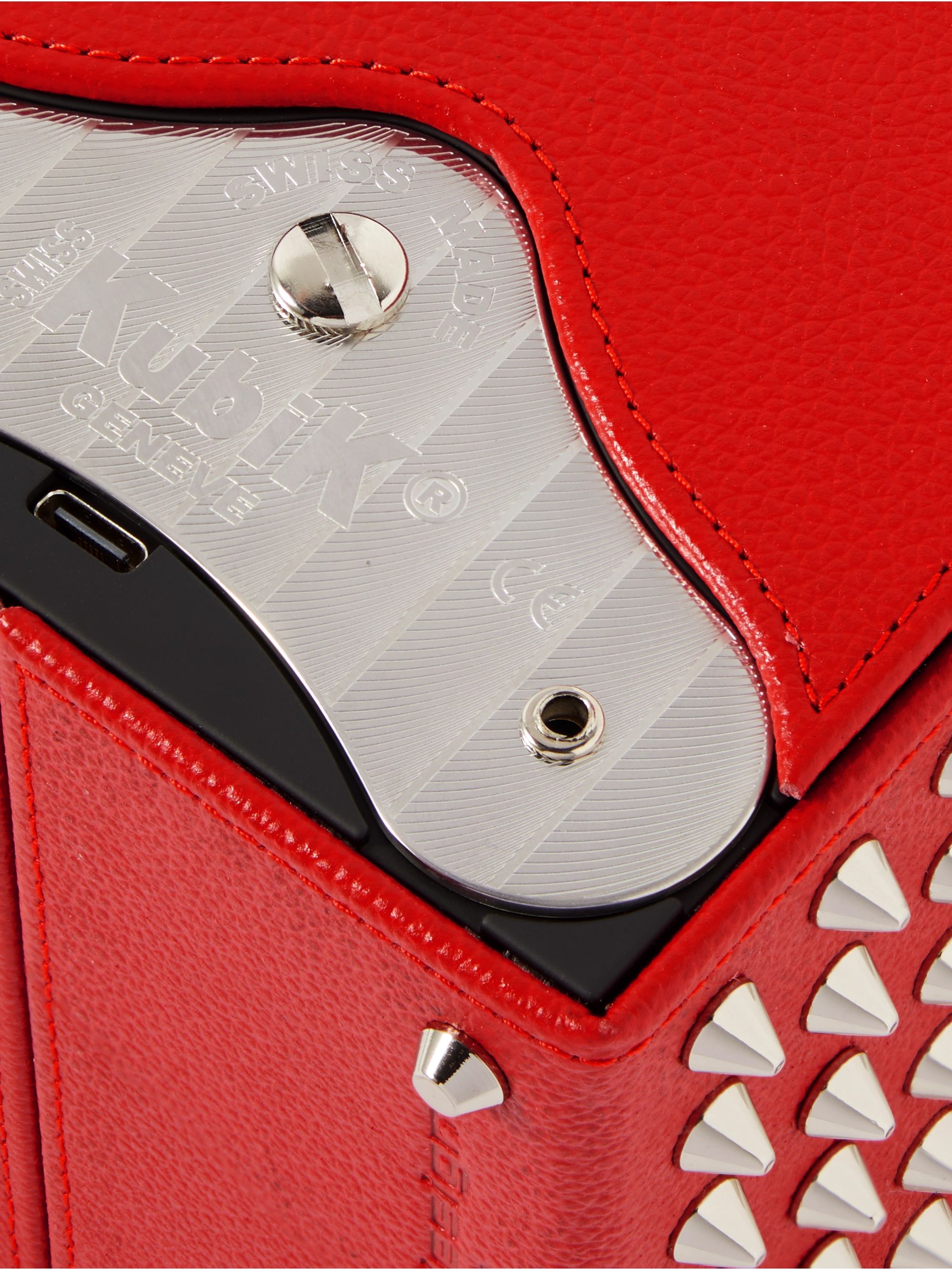 SWISSKUBIK Studded Masterbox Pebble-Grain Leather Watch Winder