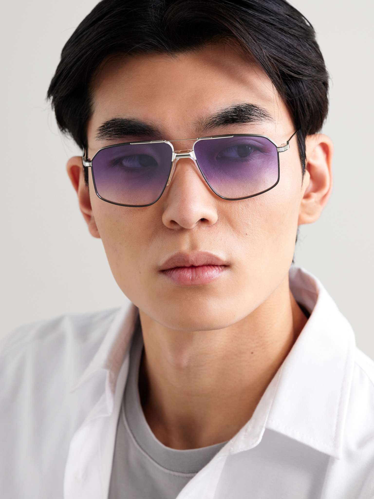 JACQUES MARIE MAGE Jagger AviatorStyle SilverTone Sunglasses for Men