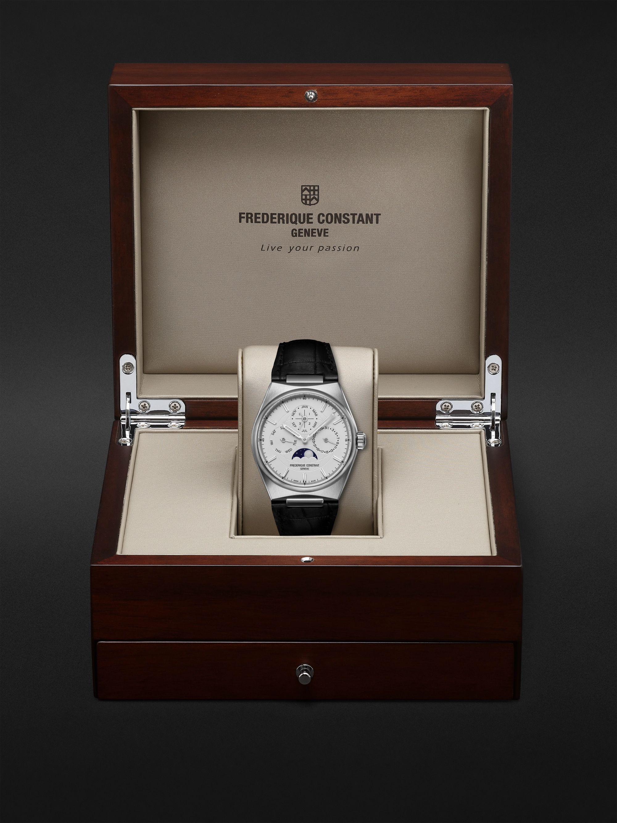 FREDERIQUE CONSTANT Highlife Automatic Perpetual Calendar Moon-Phase 41mm Stainless Steel and Leather Watch, Ref. No. FC-775S4NH6-CL
