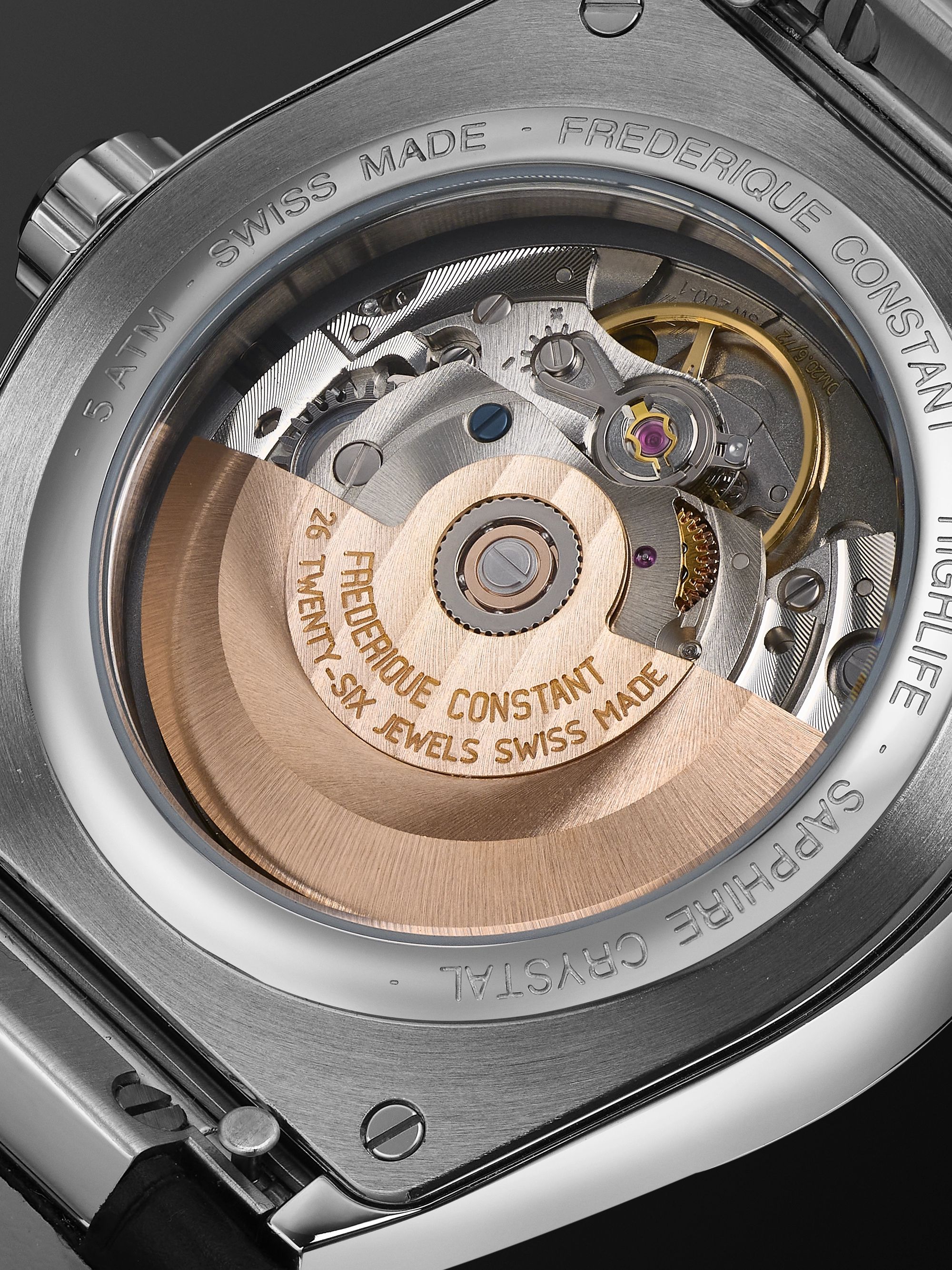 FREDERIQUE CONSTANT Highlife Automatic COSC 41mm Stainless Steel and Croc-Effect Leather Watch, Ref. No. FC-303S4NH6