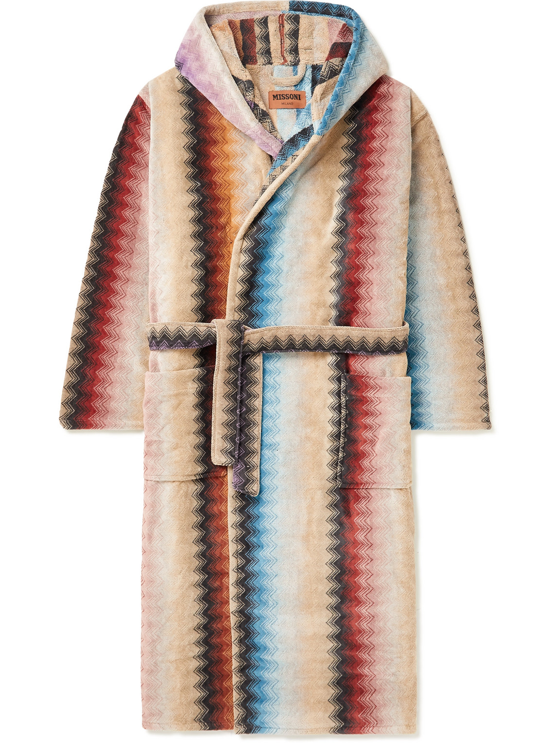 Missoni Byron Cotton-terry Jacquard Hooded Dressing Gown In Multi