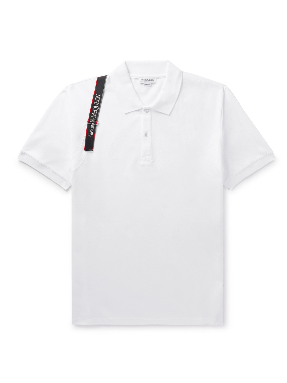 Alexander Mcqueen Harness-detailed Cotton-piqué Polo Shirt In White