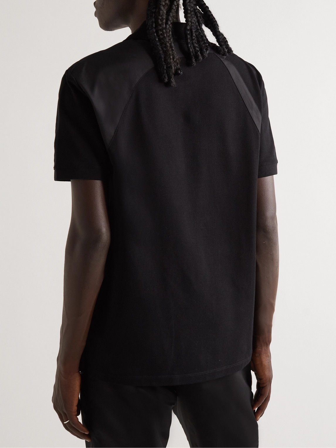 Shop Alexander Mcqueen Harness-detailed Cotton-piqué Polo Shirt In Black