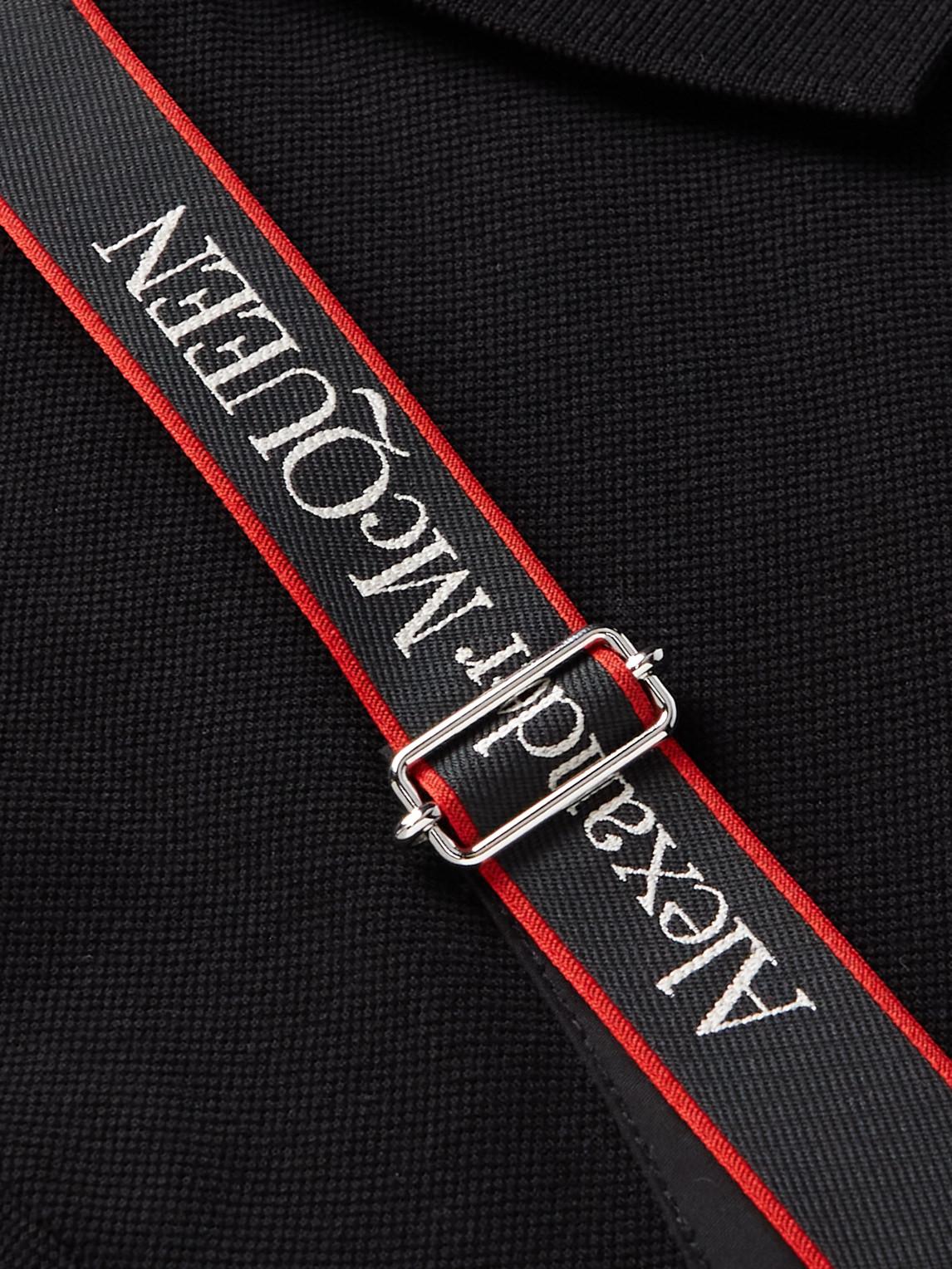 Shop Alexander Mcqueen Harness-detailed Cotton-piqué Polo Shirt In Black