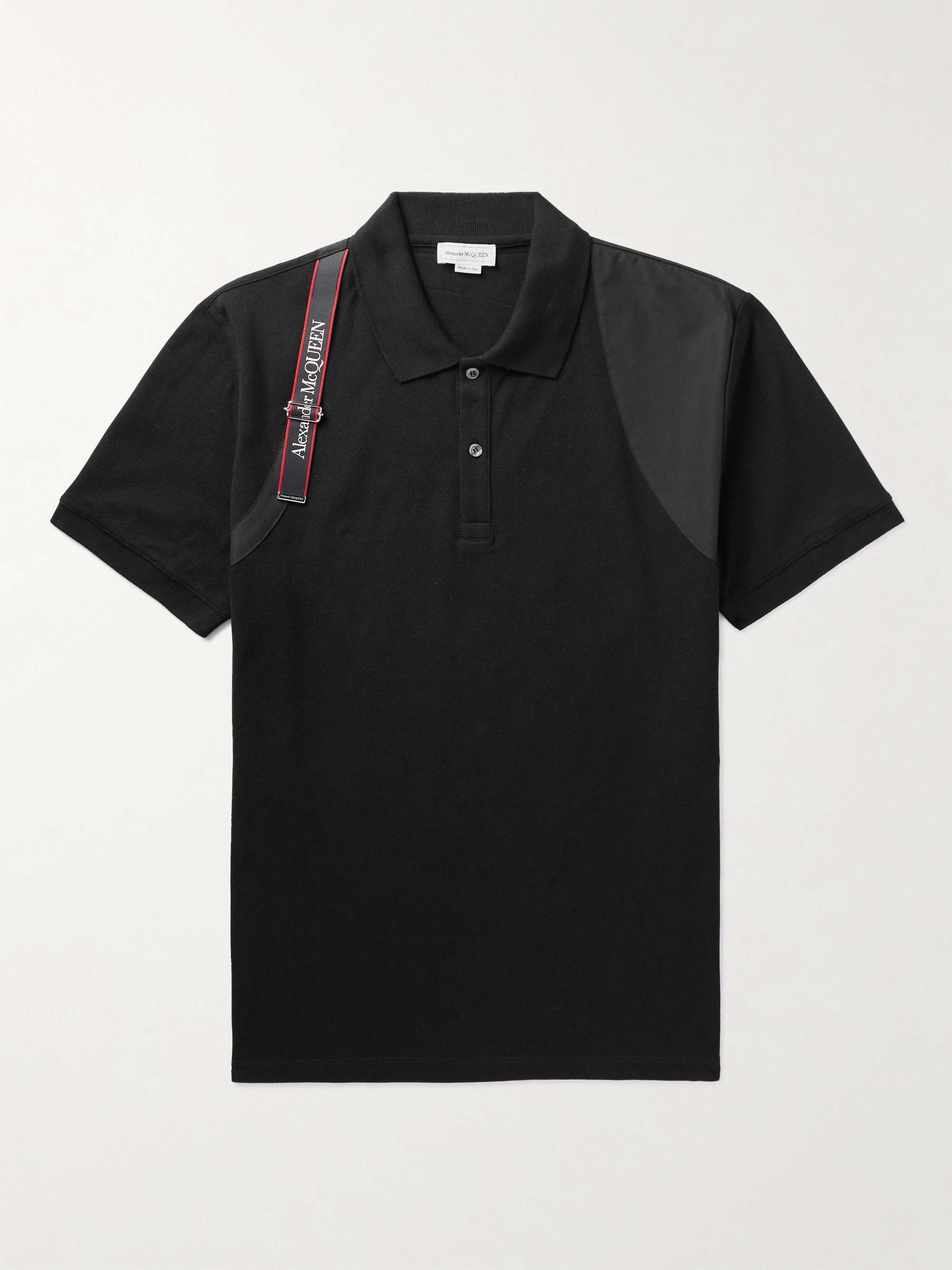 ALEXANDER MCQUEEN Harness-Detailed Cotton-Piqué Polo Shirt for Men | MR ...