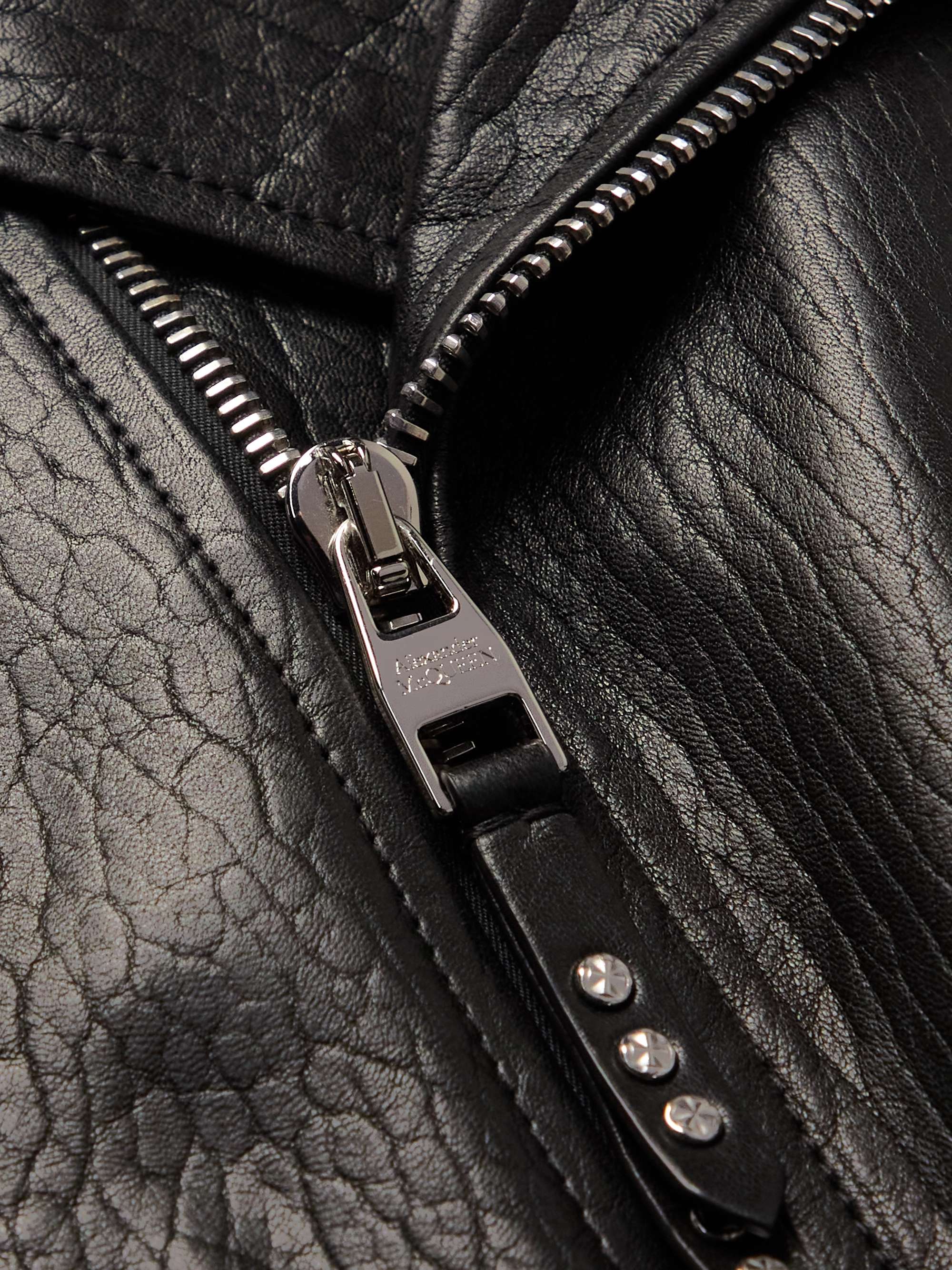 ALEXANDER MCQUEEN Slim-Fit Zip-Detailed Leather Biker Jacket