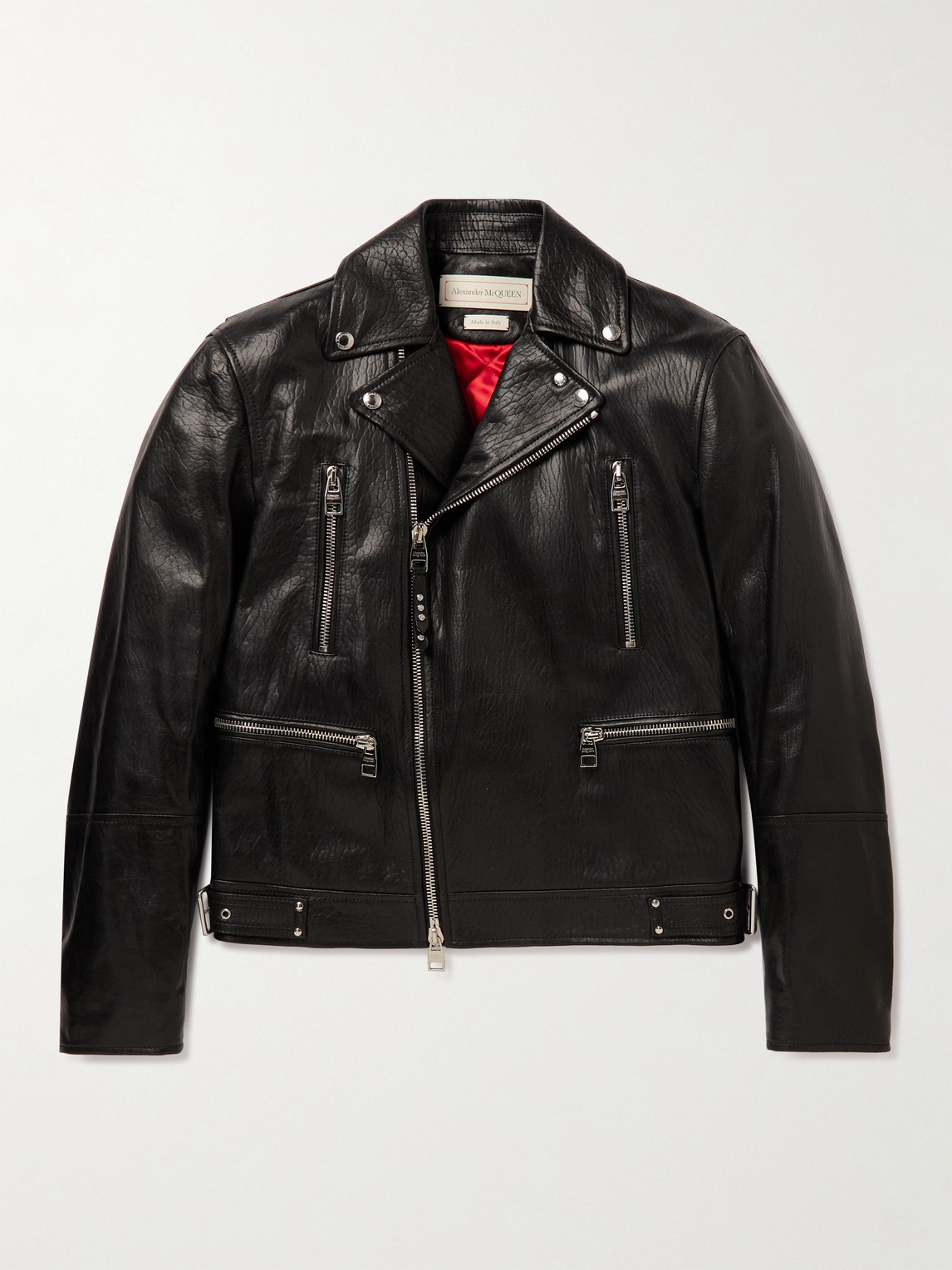 Alexander McQueen Slim-Fit Zip-Detailed Leather Biker Jacket - Men