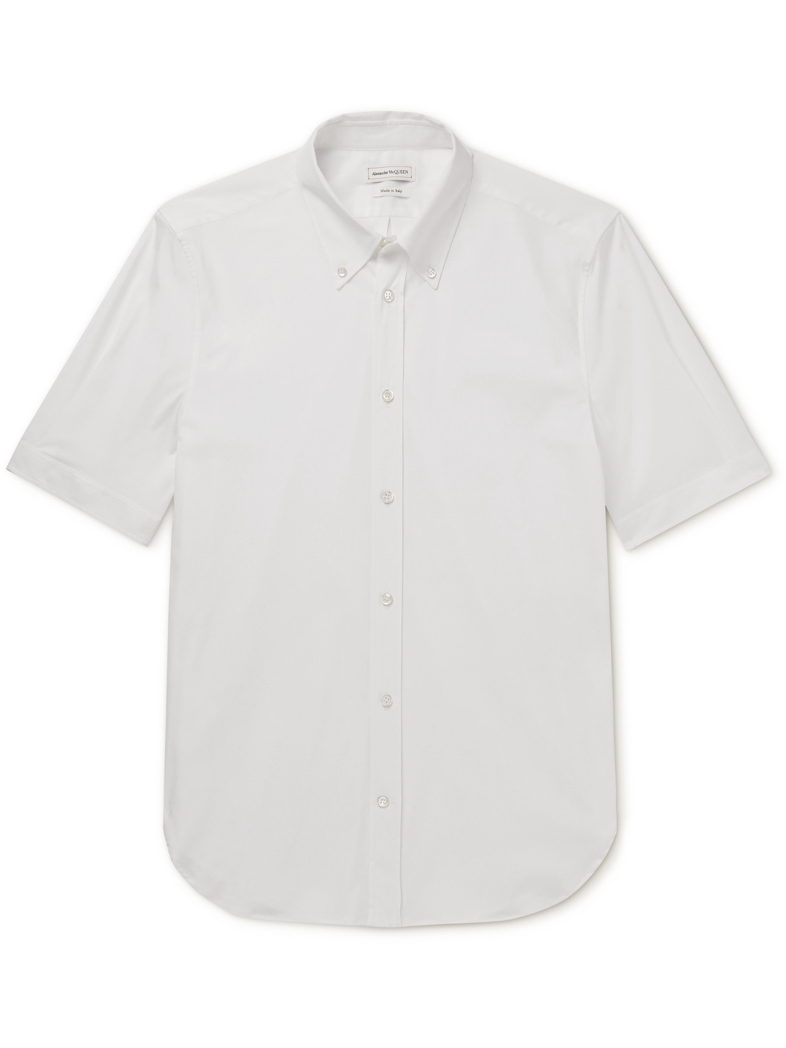 Alexander Mcqueen Brad Pitt Button-down Collar Cotton-blend Poplin Shirt In White