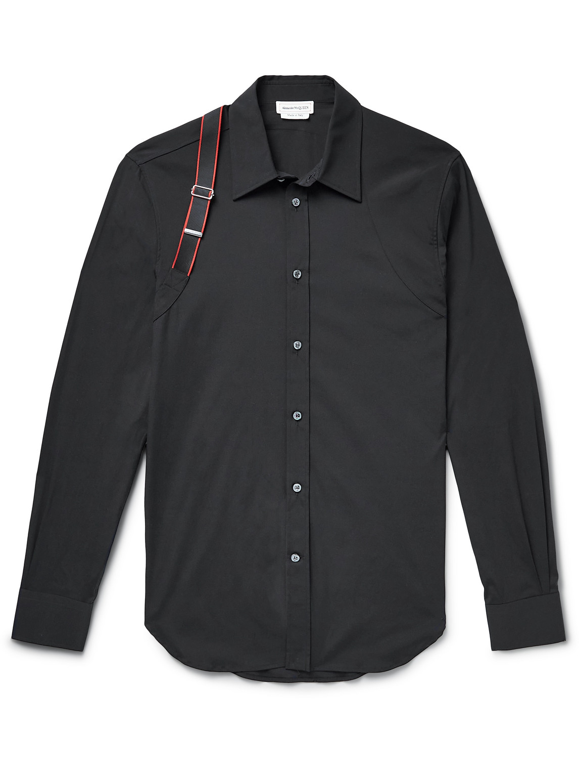 Alexander Mcqueen Harness-detailed Cotton-blend Shirt In Black