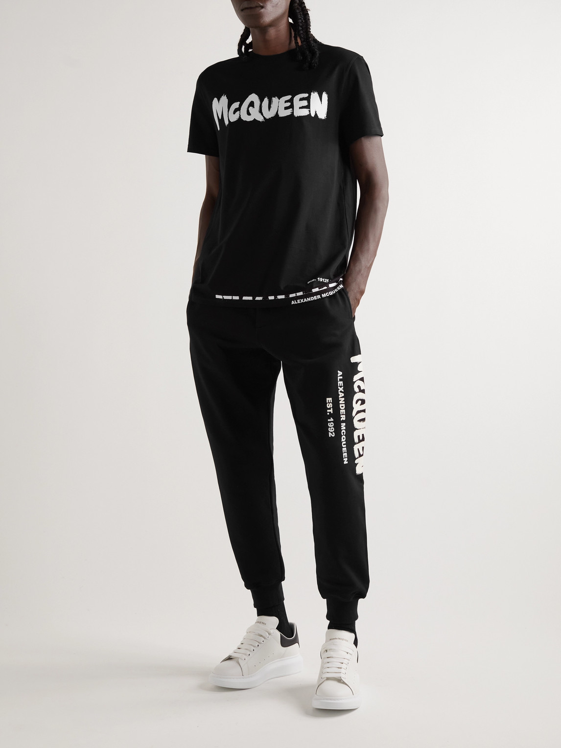 Shop Alexander Mcqueen Logo-print Cotton-jersey T-shirt In Black