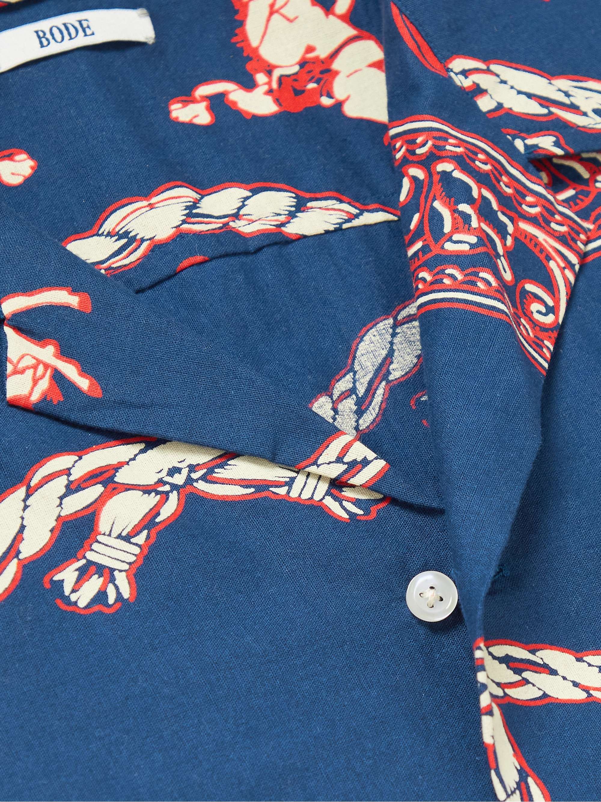 BODE Camp-Collar Printed Cotton-Voile Shirt