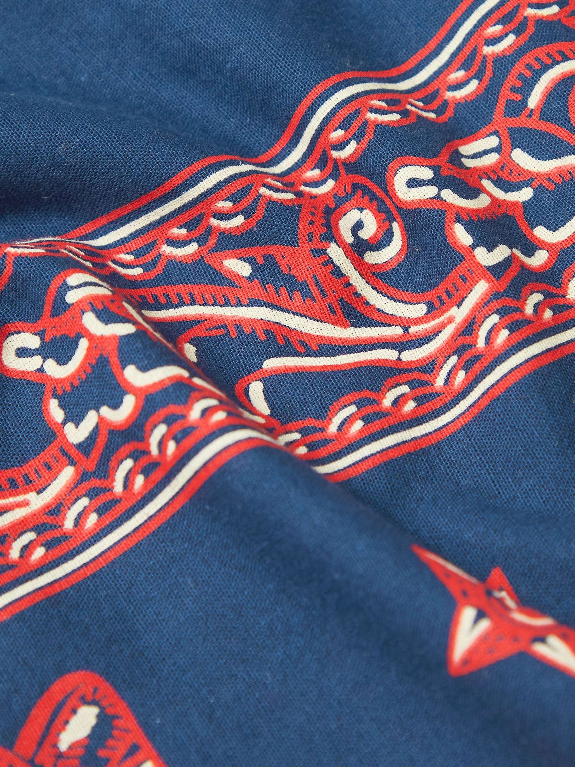 BODE Camp-Collar Printed Cotton-Voile Shirt