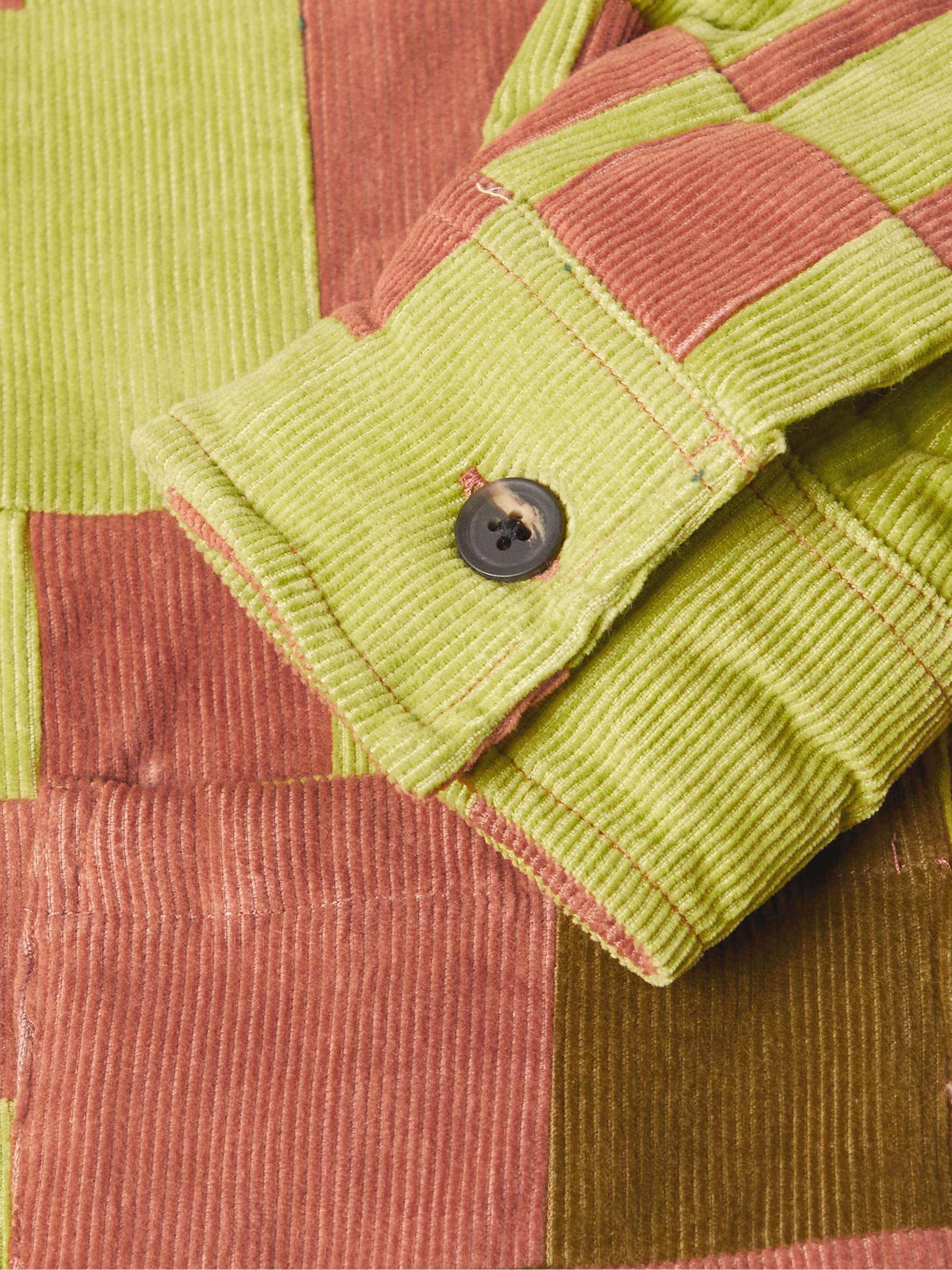 BODE Camp-Collar Patchwork Cotton-Corduroy Overshirt