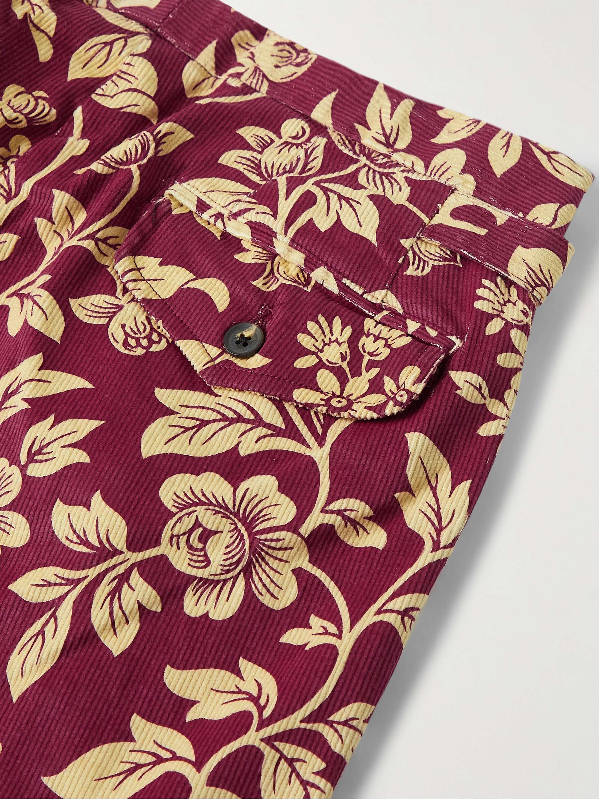 BODE Straight-Leg Floral-Print Cotton-Corduroy Trousers
