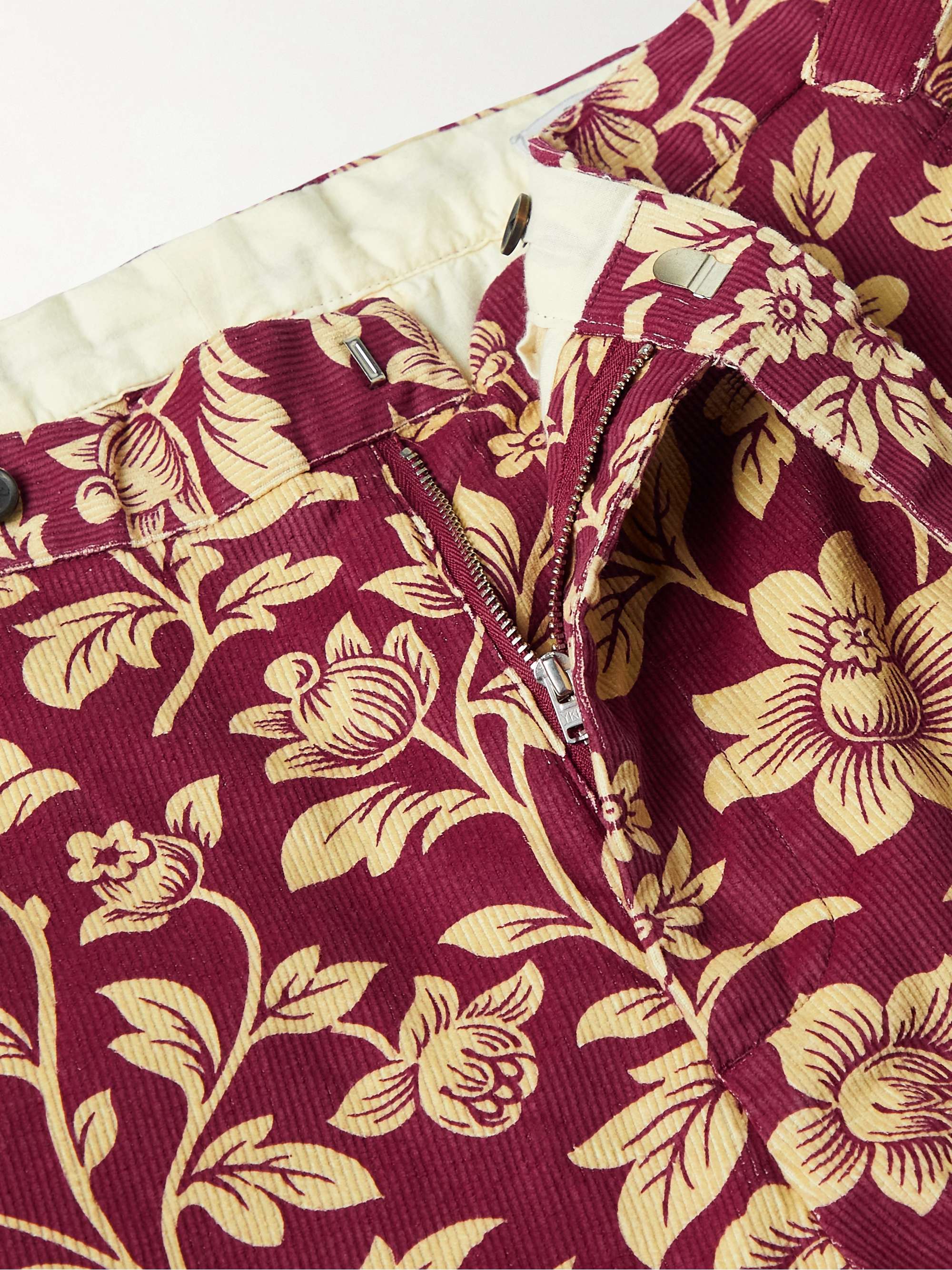 BODE Straight-Leg Floral-Print Cotton-Corduroy Trousers