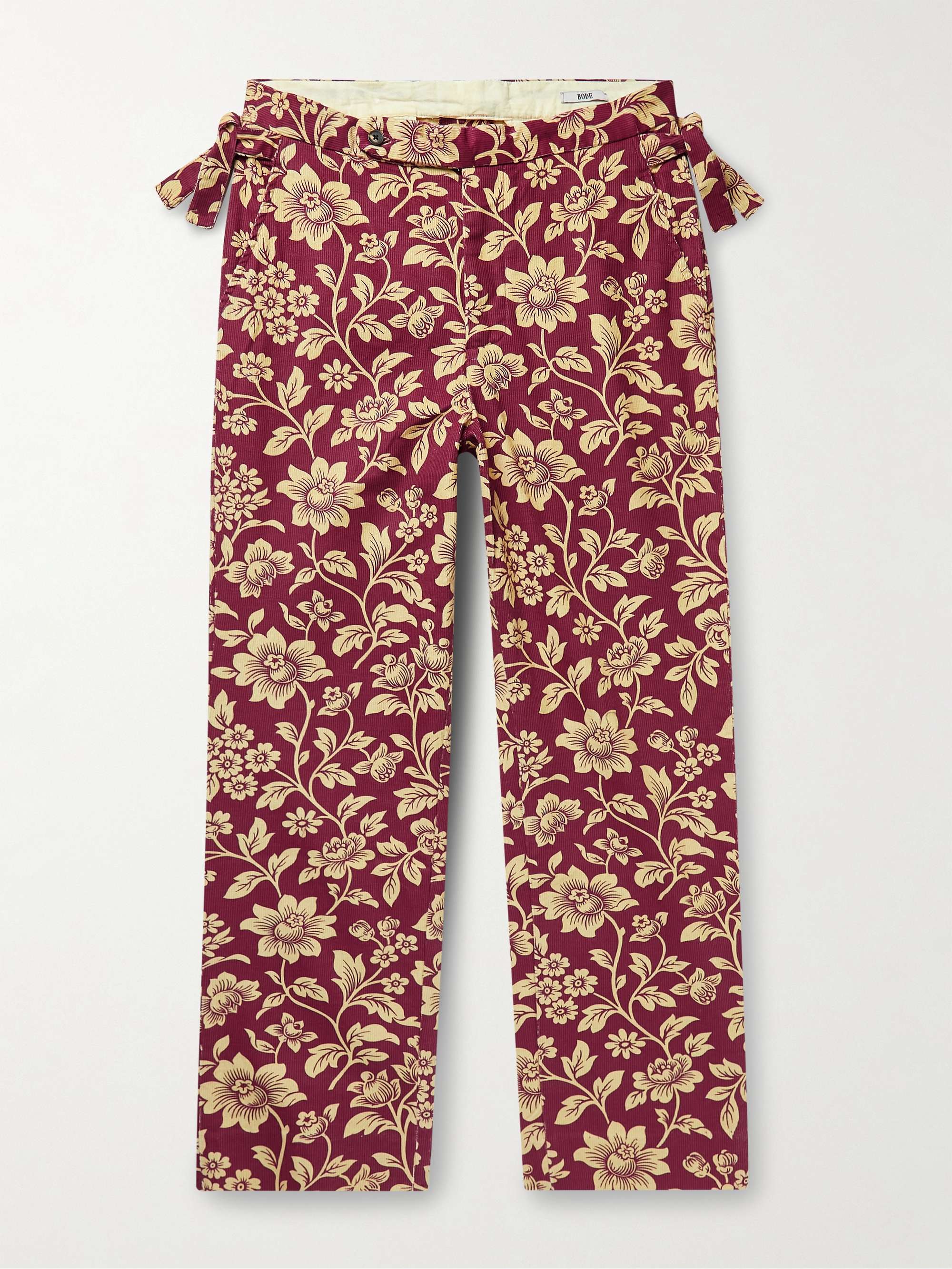 BODE Straight-Leg Floral-Print Cotton-Corduroy Trousers