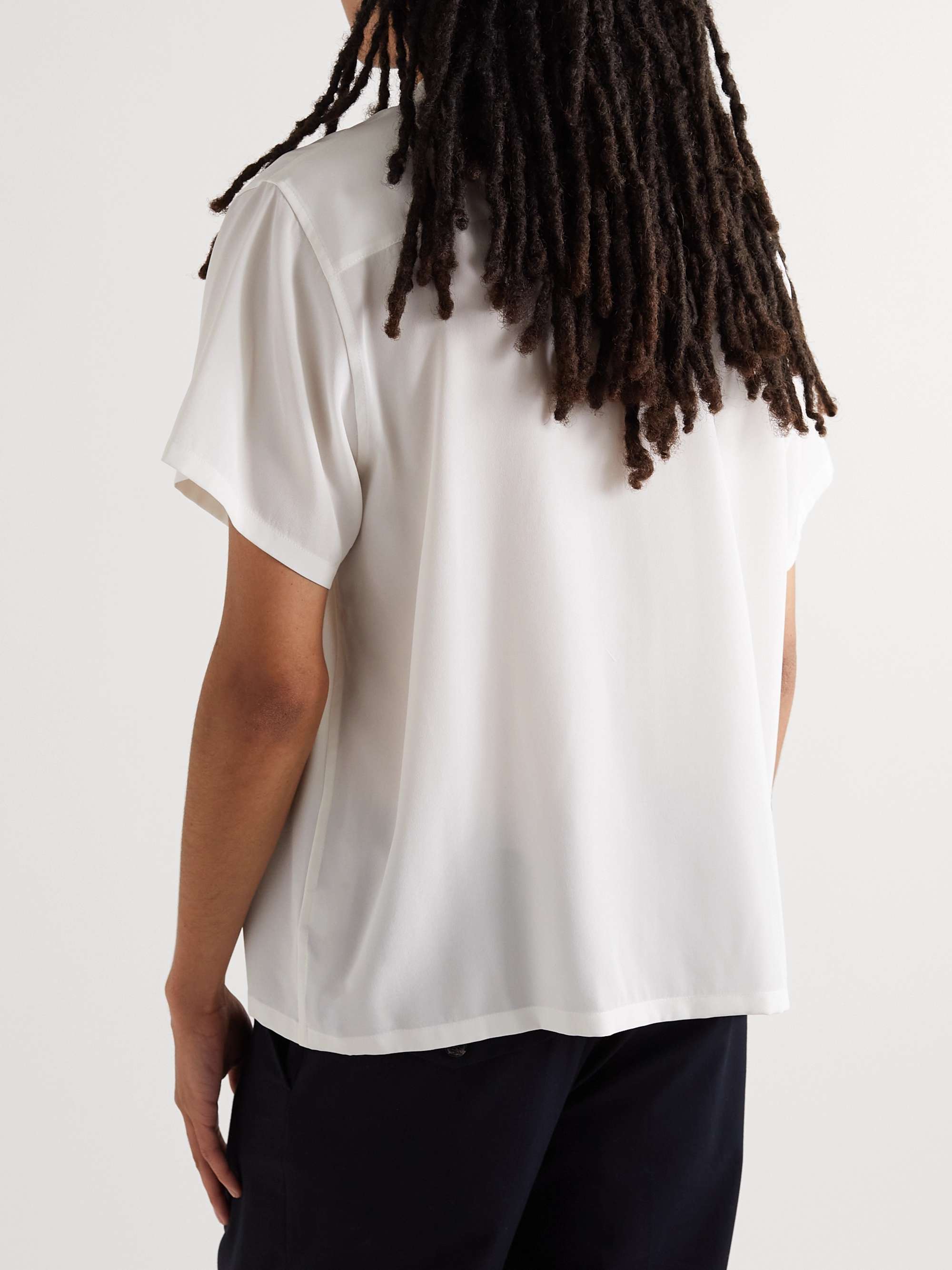 BODE Camp-Collar Printed Silk Crepe de Chine Shirt