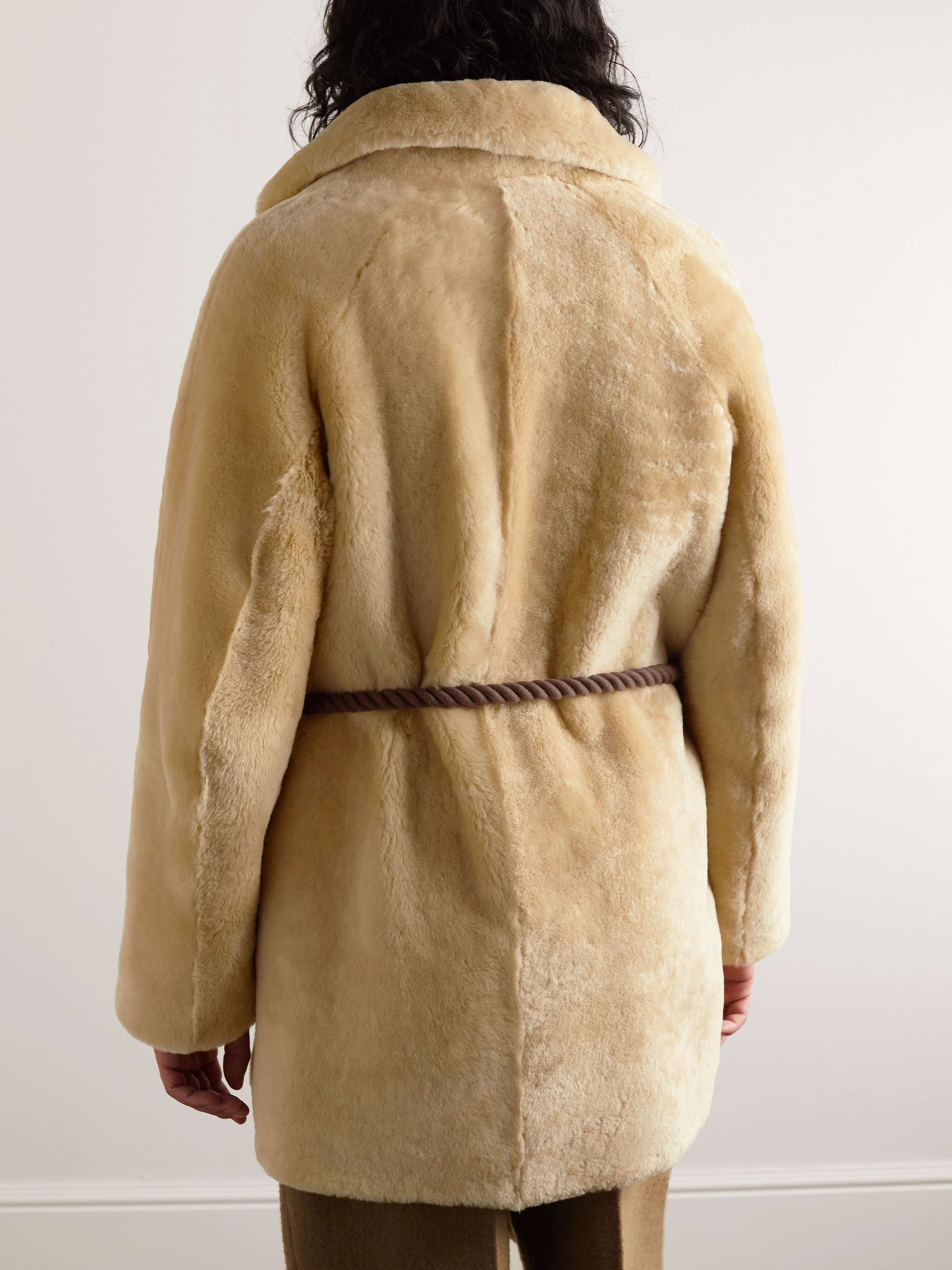 BODE Teddy Belted Shearling Coat