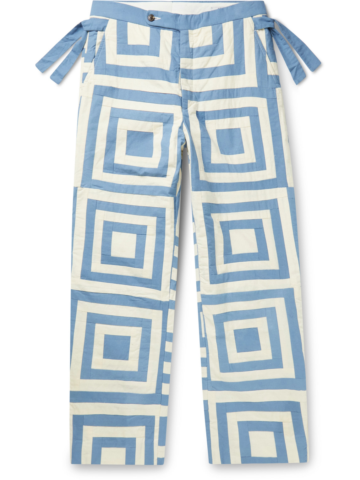 Shop Bode White House Steps Straight-leg Quilted Cotton Trousers In Blue