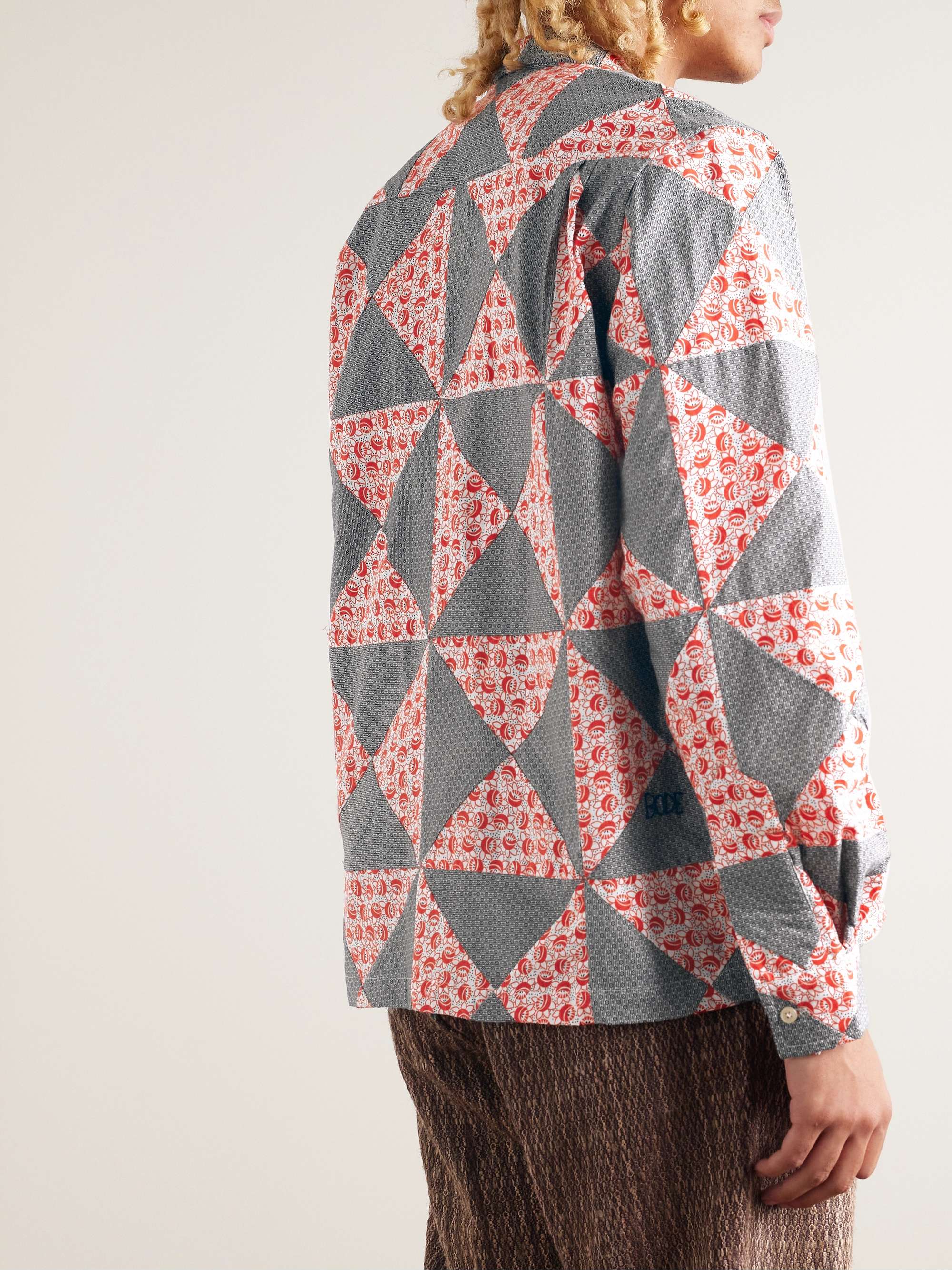 BODE Deco Puzzle Patchwork Printed Cotton-Poplin Shirt for