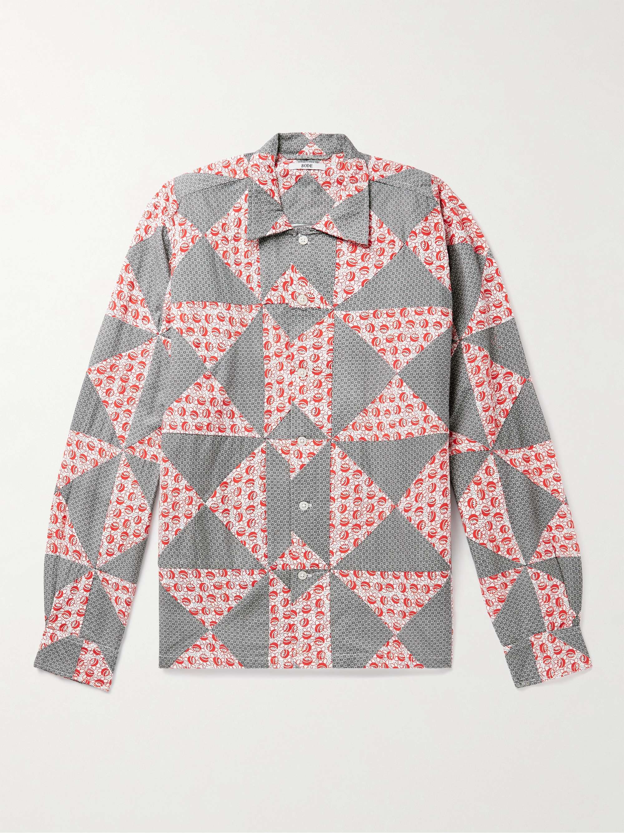 BODE Deco Puzzle Patchwork Printed Cotton-Poplin Shirt for
