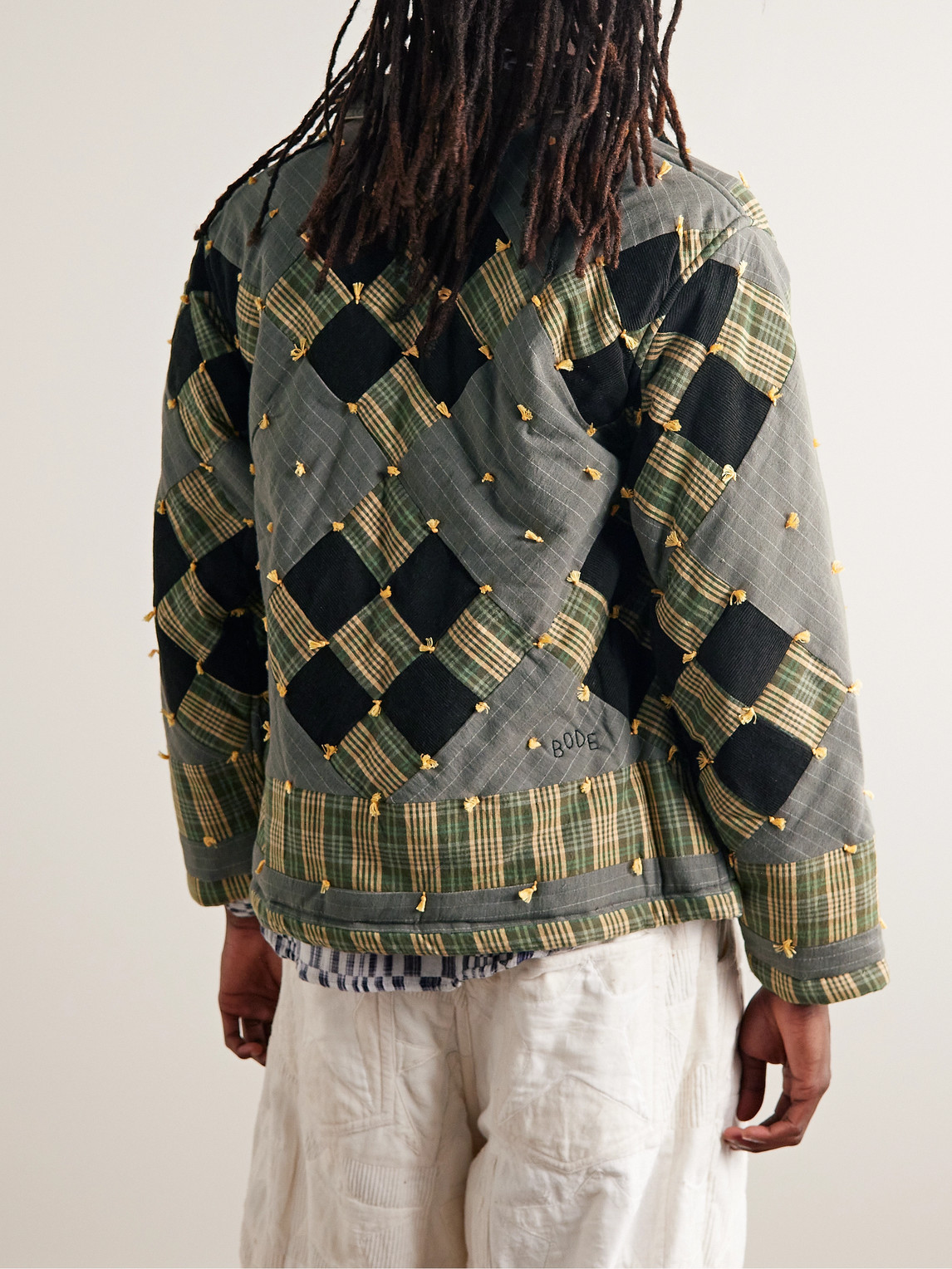 Shop Bode Patchwork Corduroy-trimmed Cotton Jacket In Green