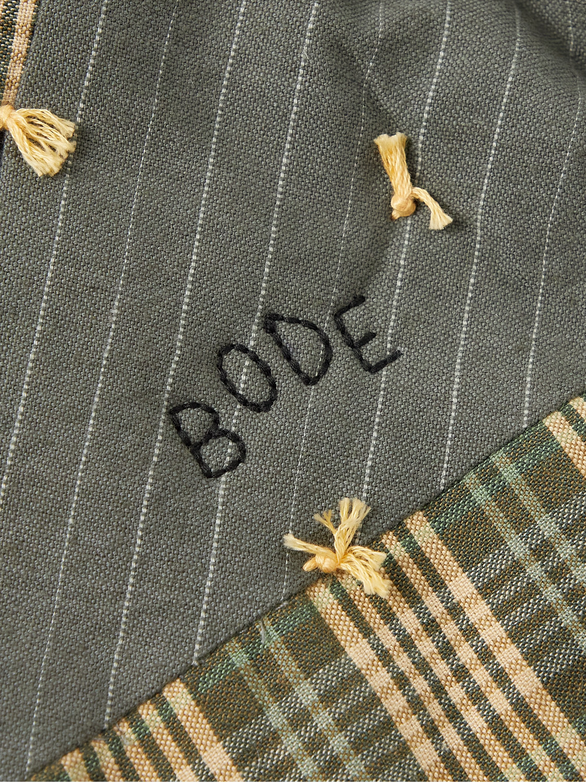 Shop Bode Patchwork Corduroy-trimmed Cotton Jacket In Green