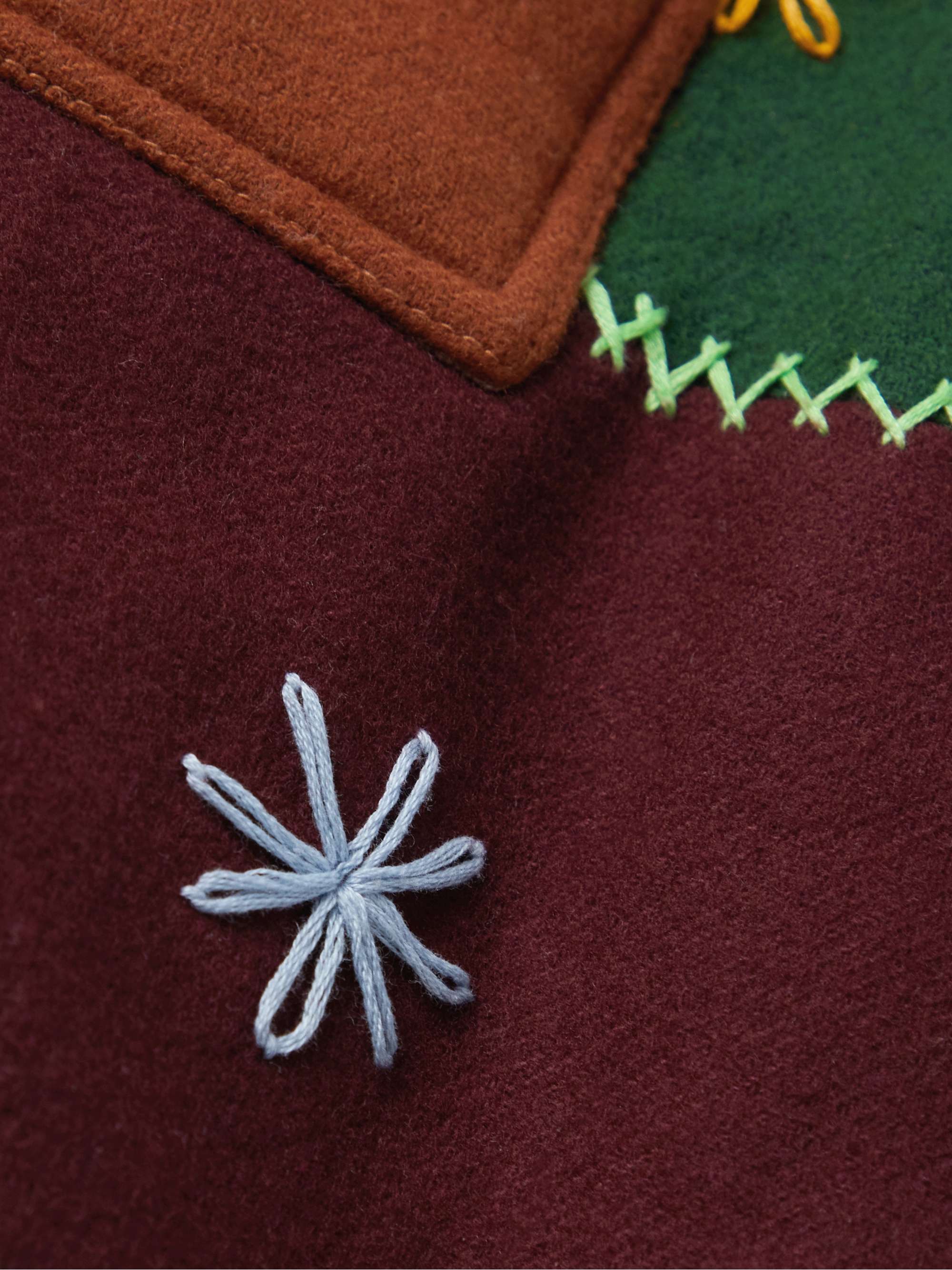 BODE Embroidered Patchwork Wool-Blend Jacket