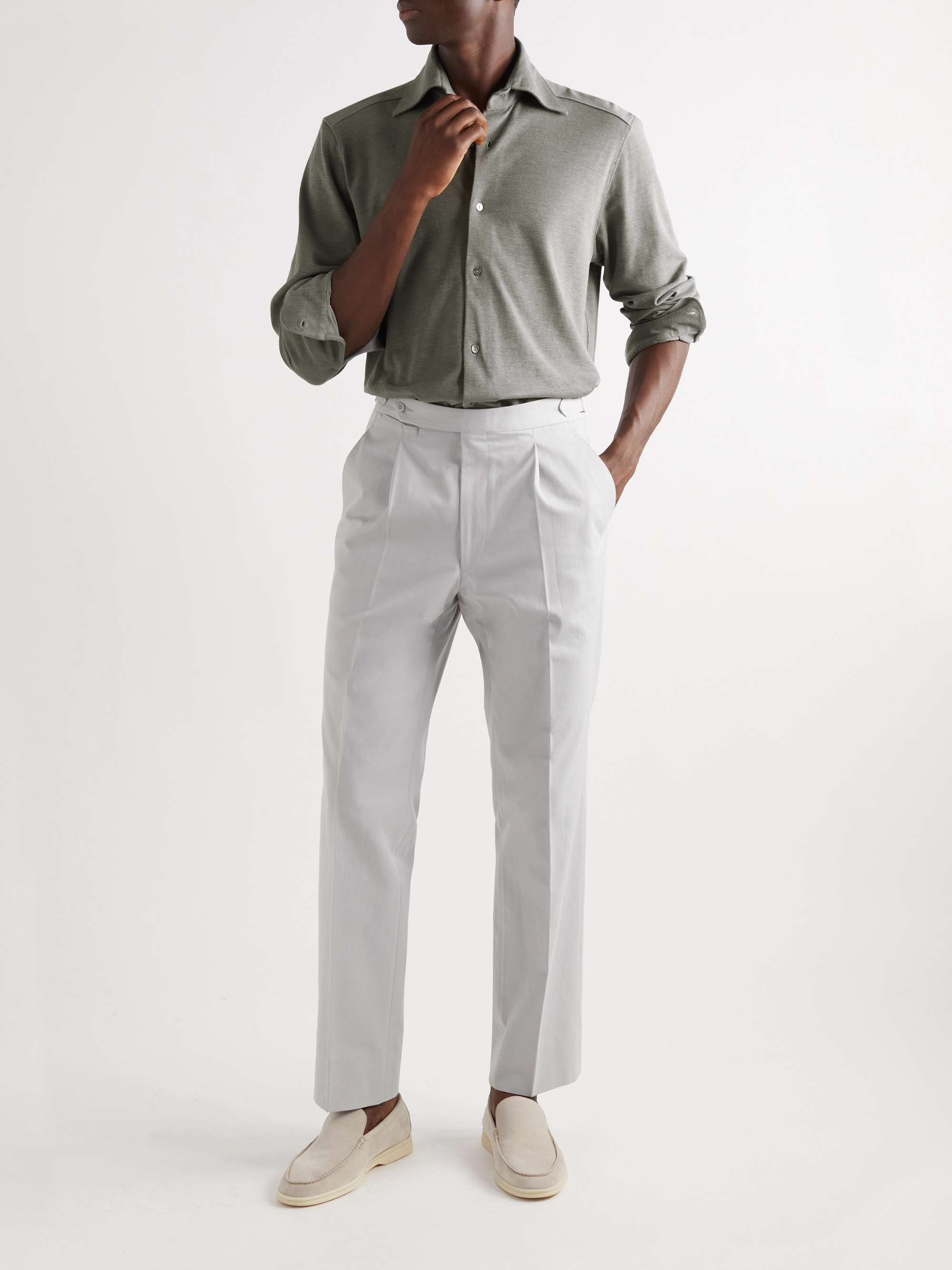 STÒFFA Grandad-Collar Cotton Shirt