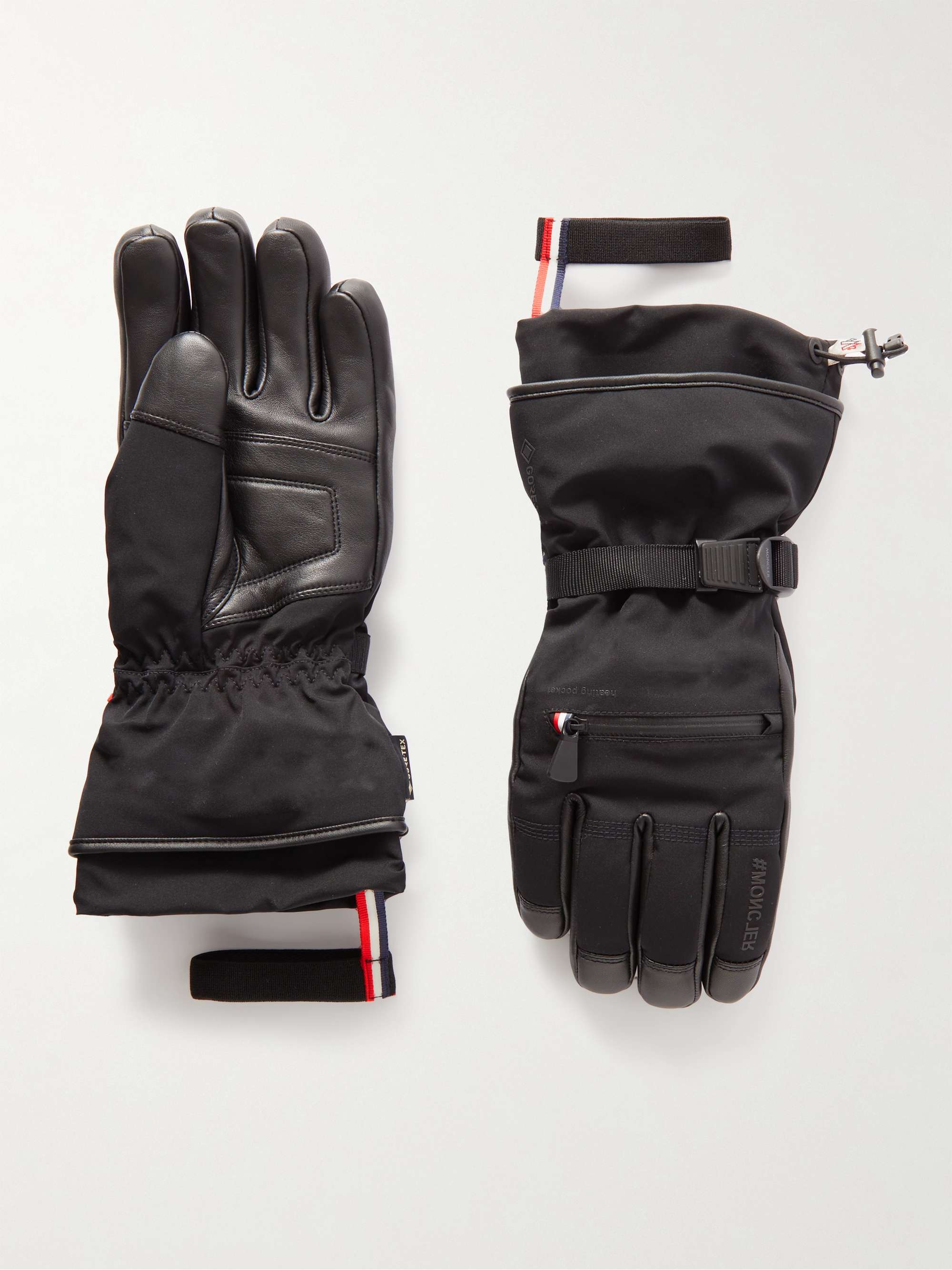 MONCLER GRENOBLE Logo-Appliquéd Leather-Trimmed Ski Gloves for Men