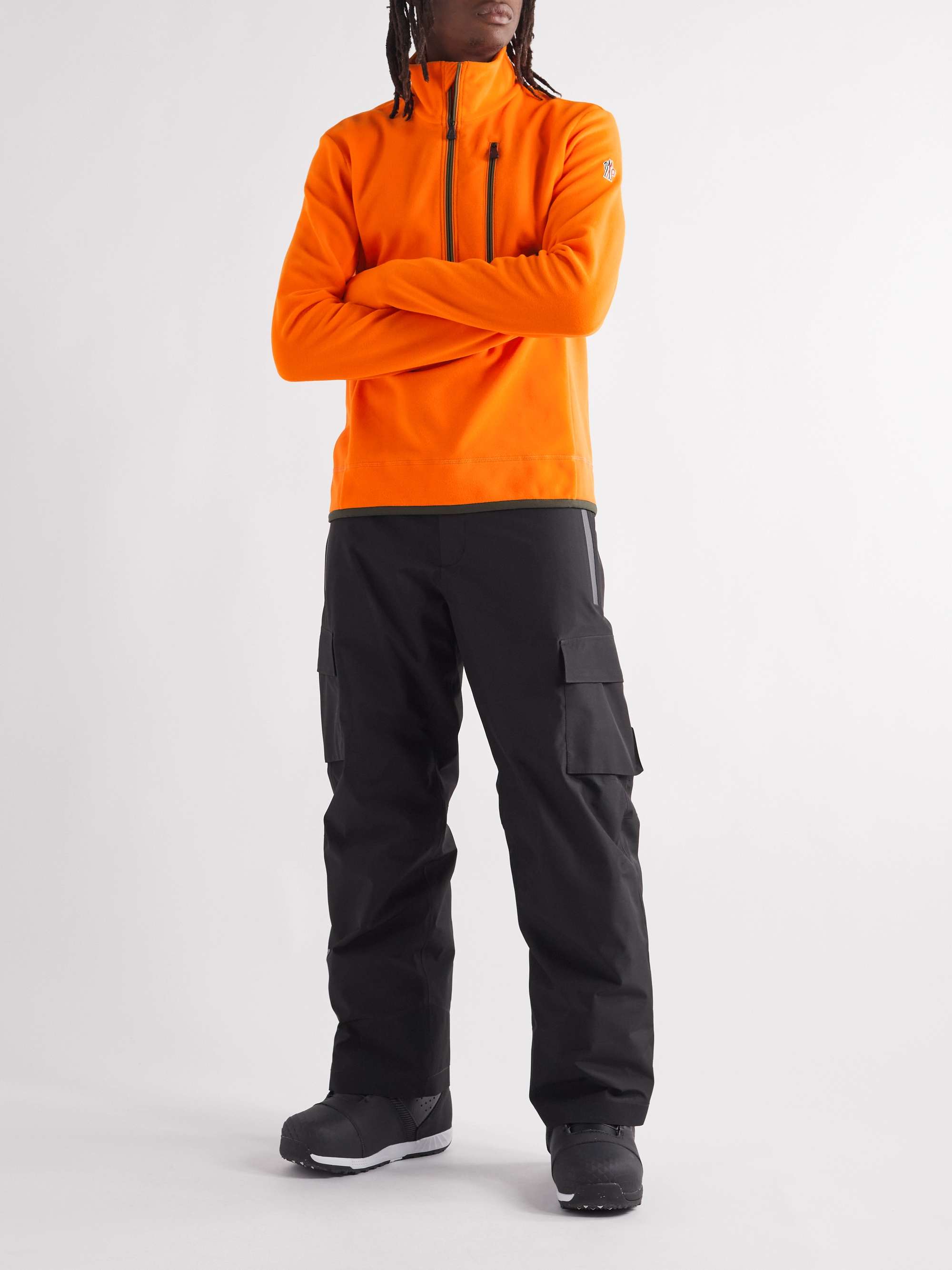 MONCLER GRENOBLE Striped Fleece Half-Zip Sweatshirt