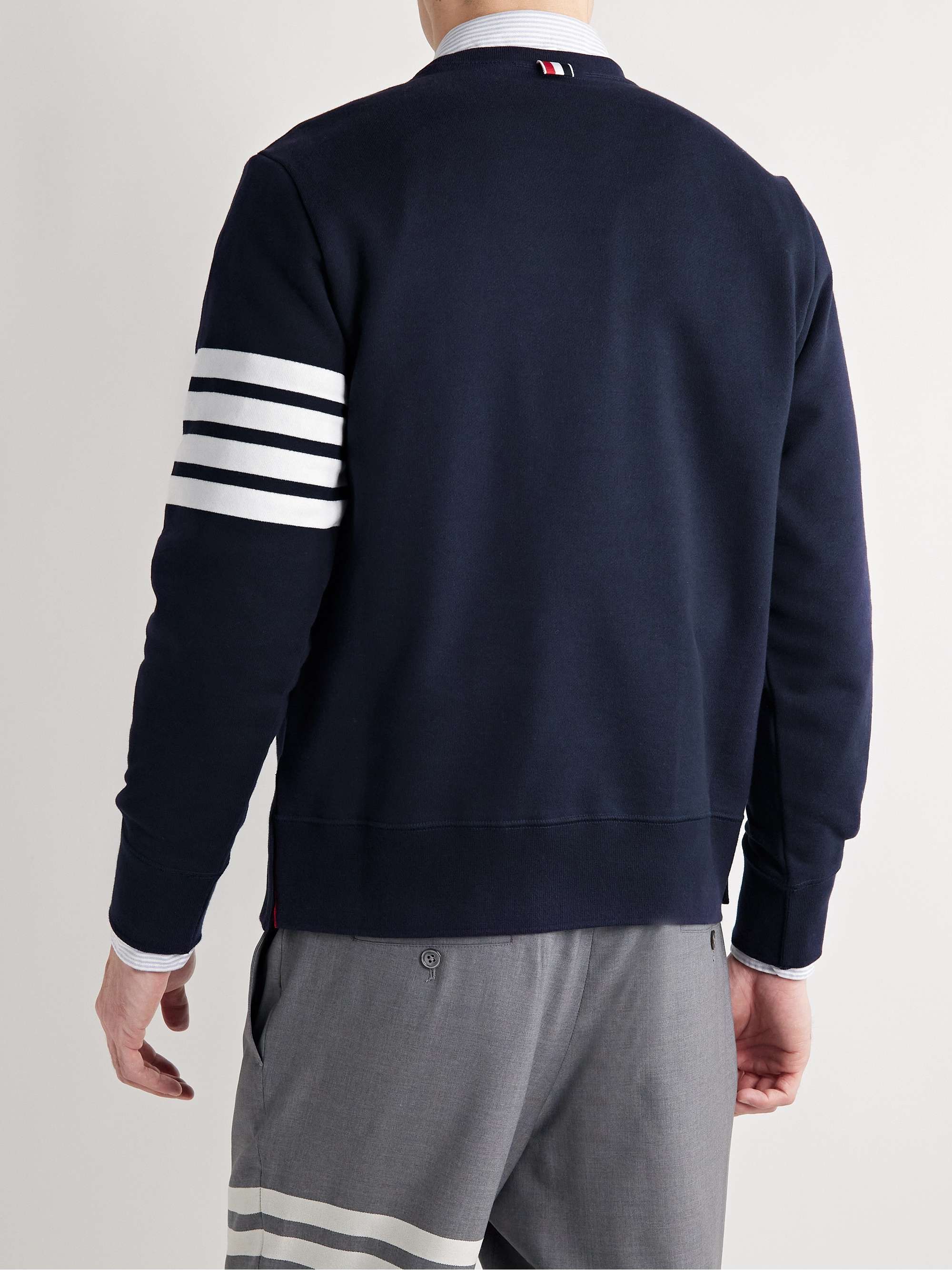 THOM BROWNE Slim-Fit Striped Cotton-Jersey Sweatshirt