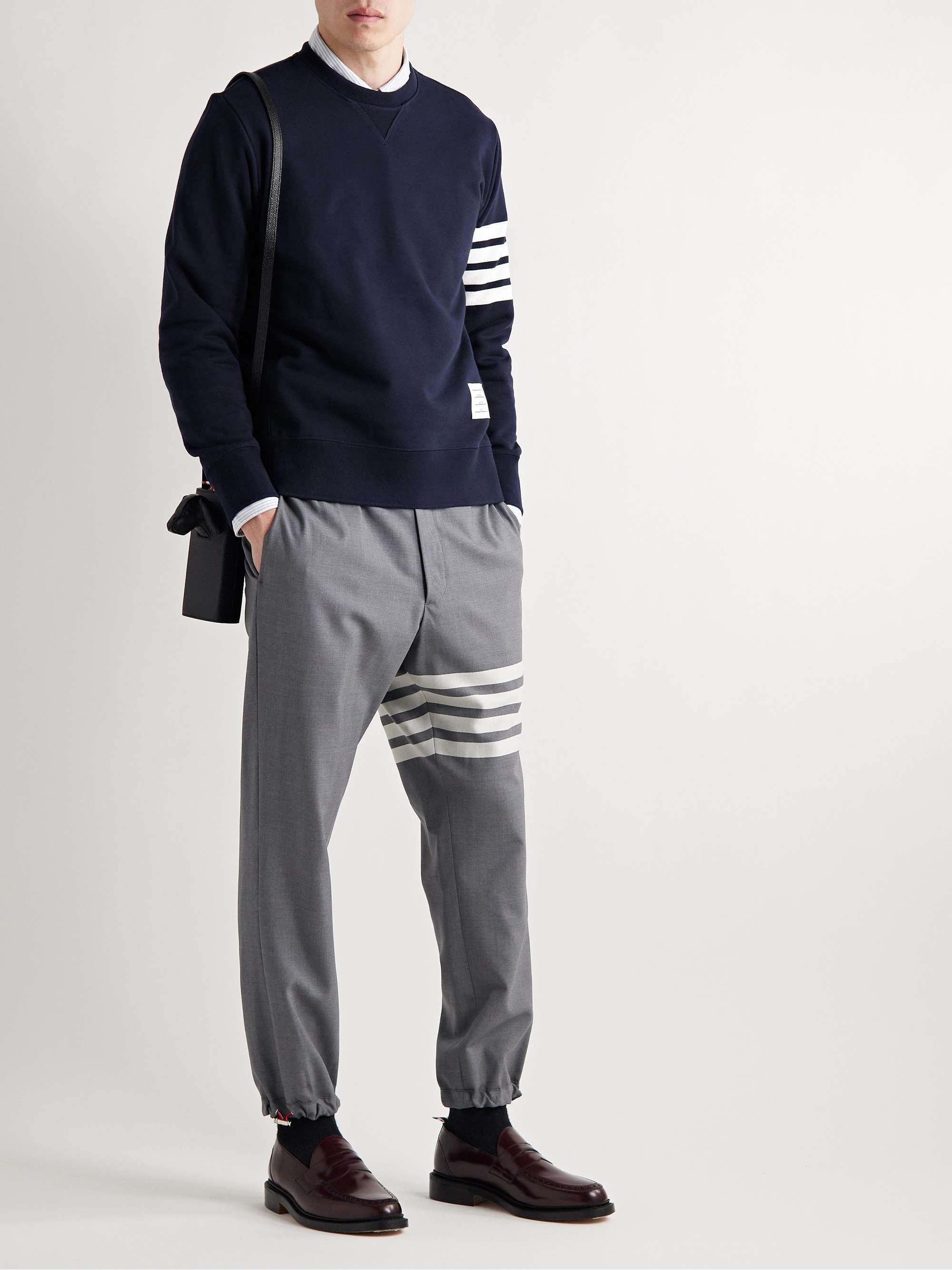 THOM BROWNE Slim-Fit Striped Cotton-Jersey Sweatshirt