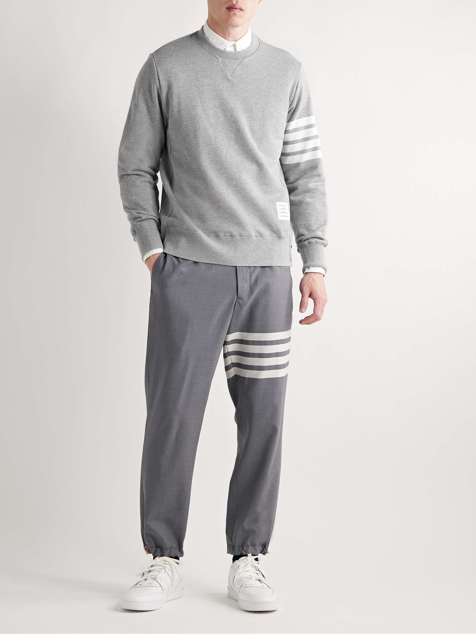THOM BROWNE Slim-Fit Striped Cotton-Jersey Sweatshirt