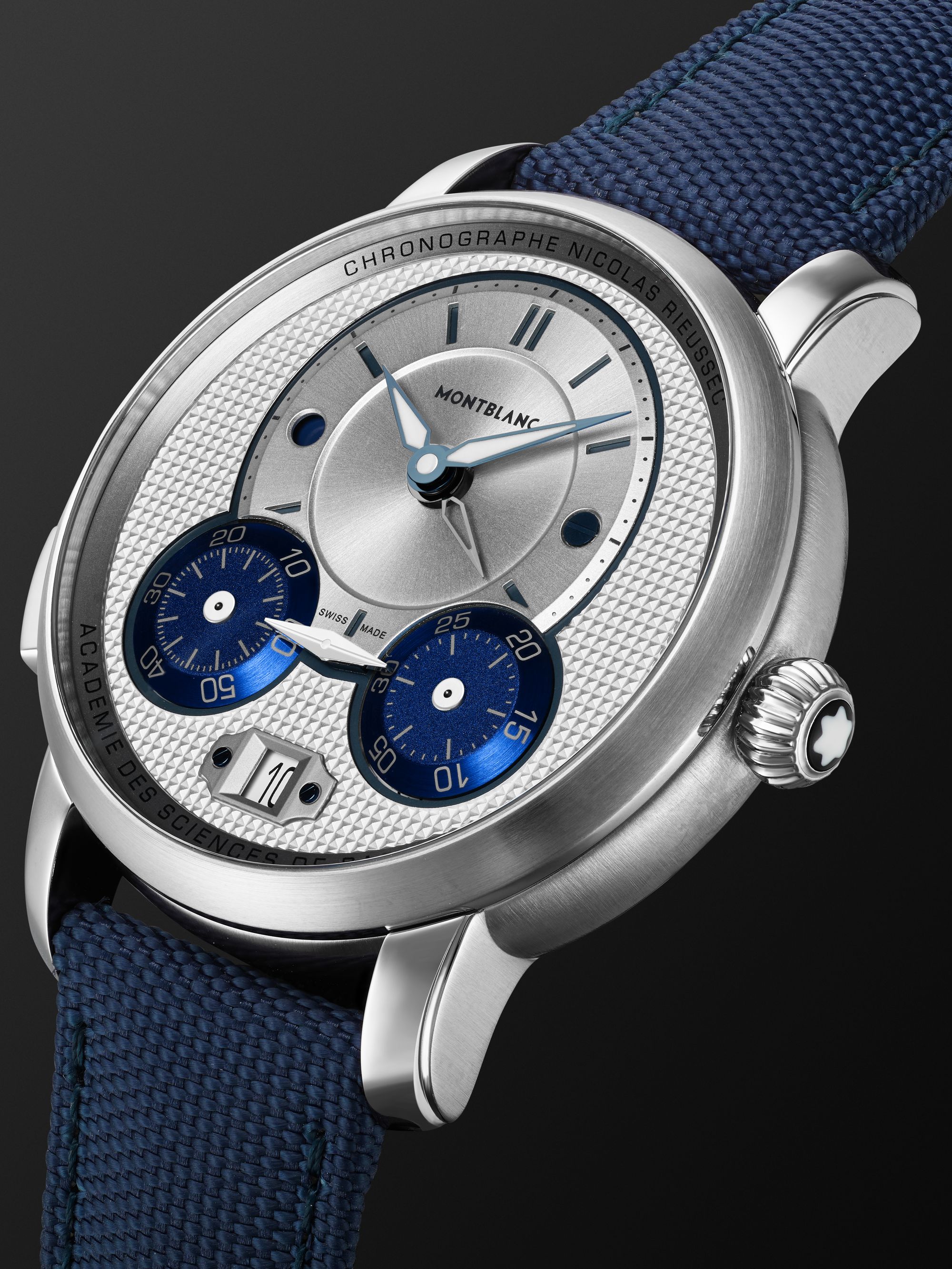 MONTBLANC Star Legacy Nicolas Rieussec Chronograph Automatic 43mm Stainless Steel and Canvas Watch, Ref. No. 129764