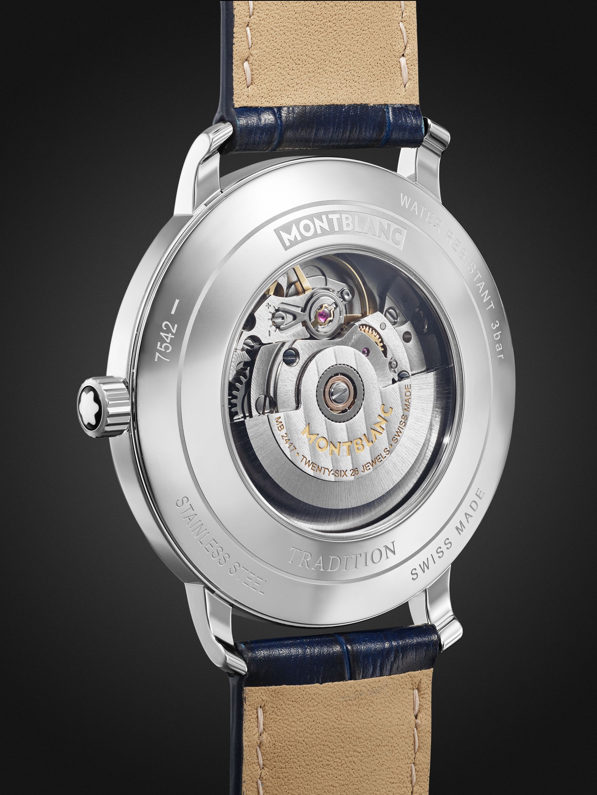 MONTBLANC Tradition Date Automatic 40mm Stainless Steel and Croc-Effect Leather Watch, Ref. No. 129285