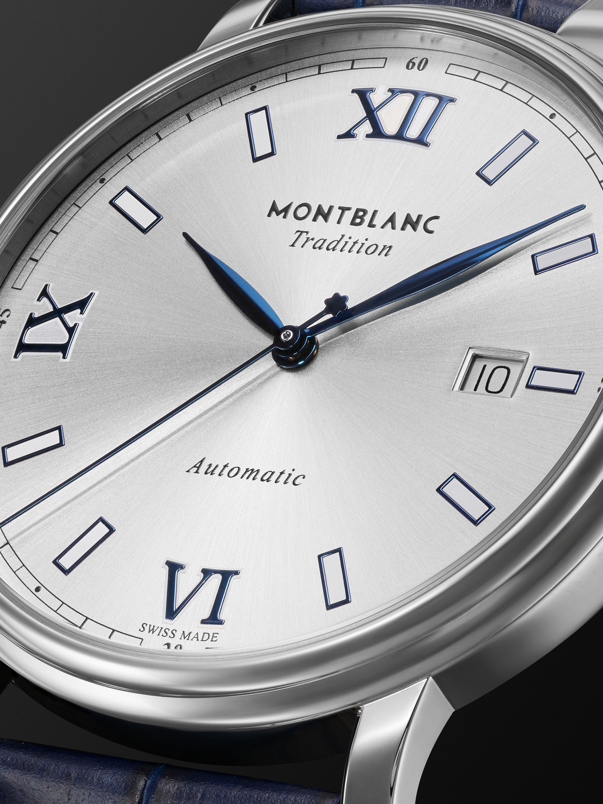 MONTBLANC Tradition Date Automatic 40mm Stainless Steel and Croc-Effect Leather Watch, Ref. No. 129285