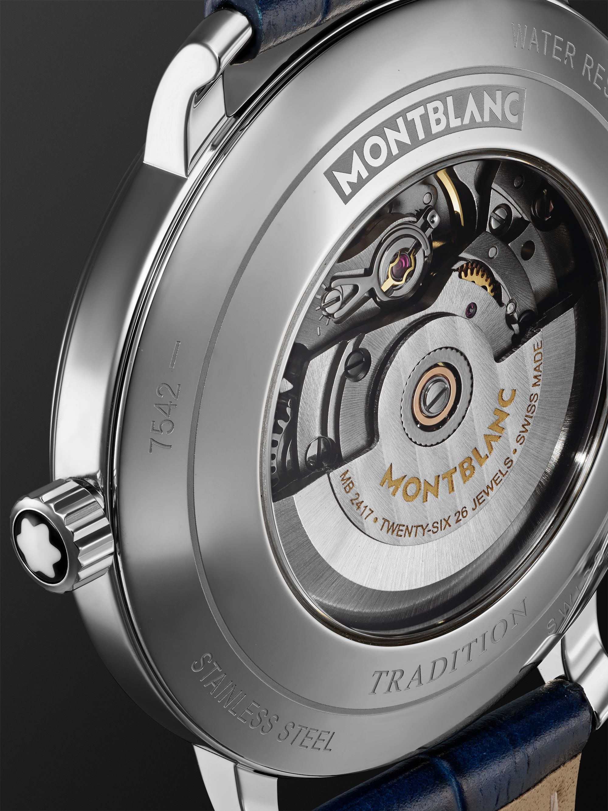 MONTBLANC Tradition Date Automatic 40mm Stainless Steel and Croc-Effect Leather Watch, Ref. No. 129285