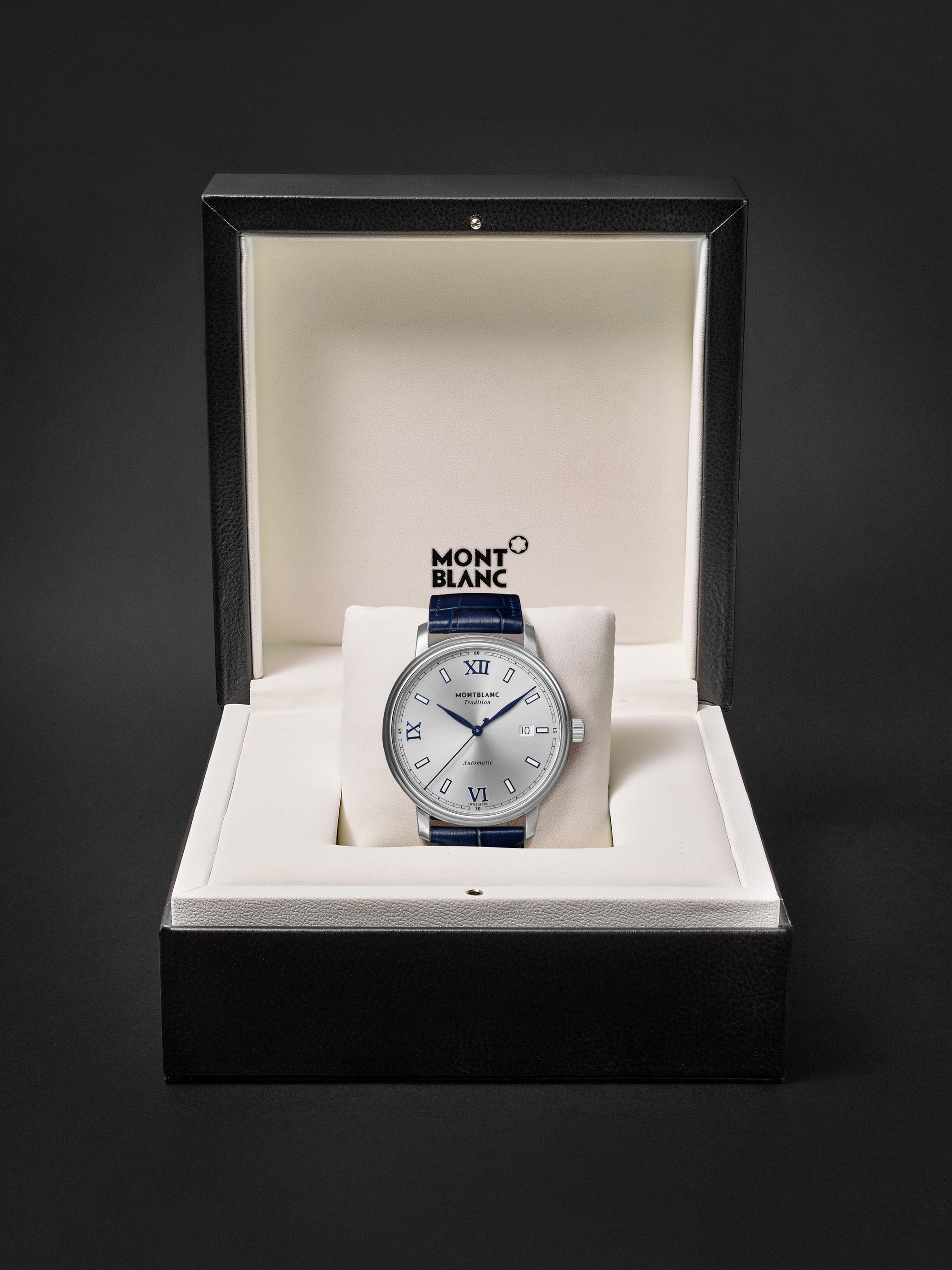 MONTBLANC Tradition Date Automatic 40mm Stainless Steel and Croc-Effect Leather Watch, Ref. No. 129285