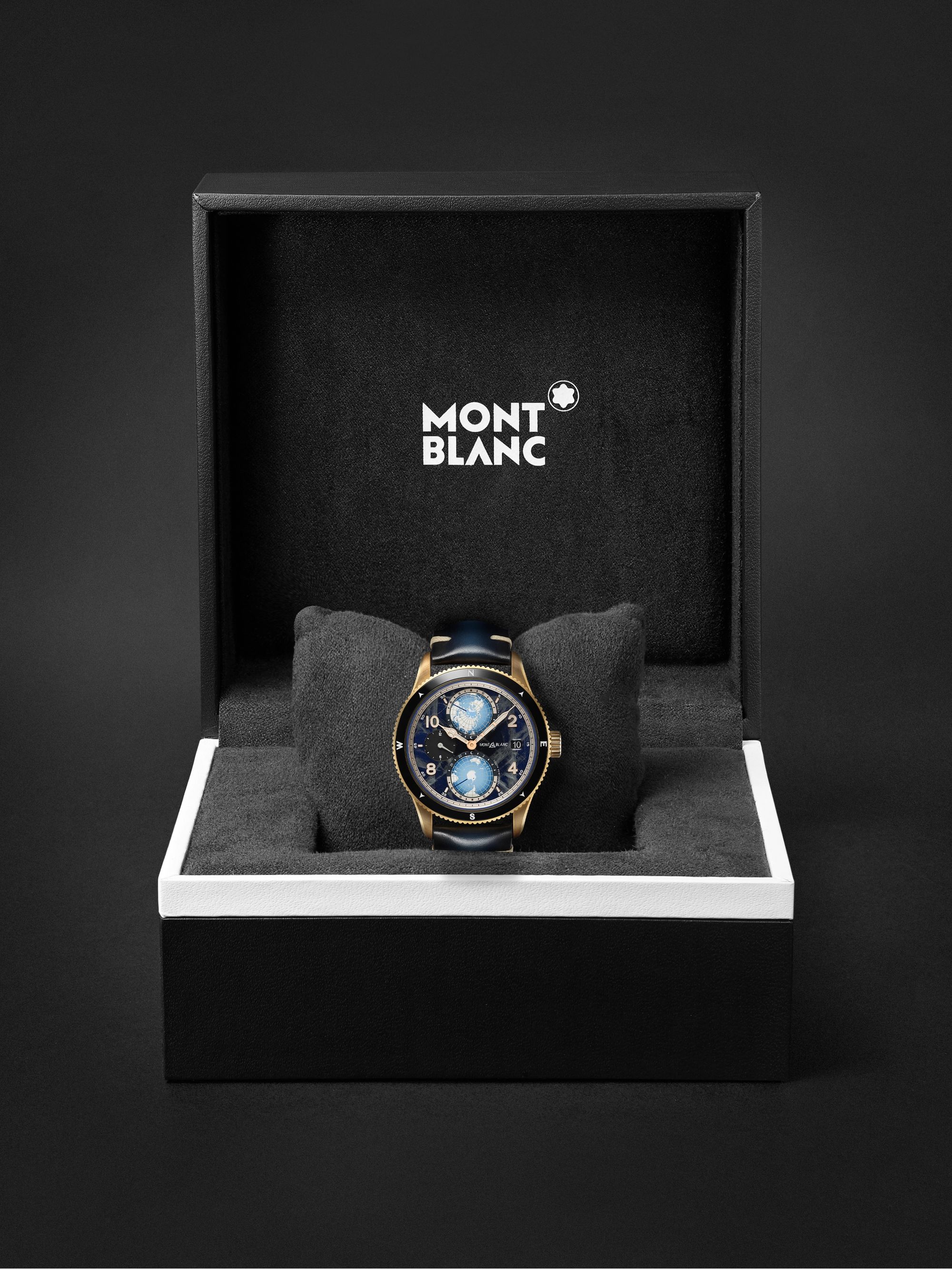 MONTBLANC 1858 Geosphere 0 Oxygen Limited Edition Automatic GMT 42mm Bronze, Ceramic and Leather Watch, Ref. No. 129415
