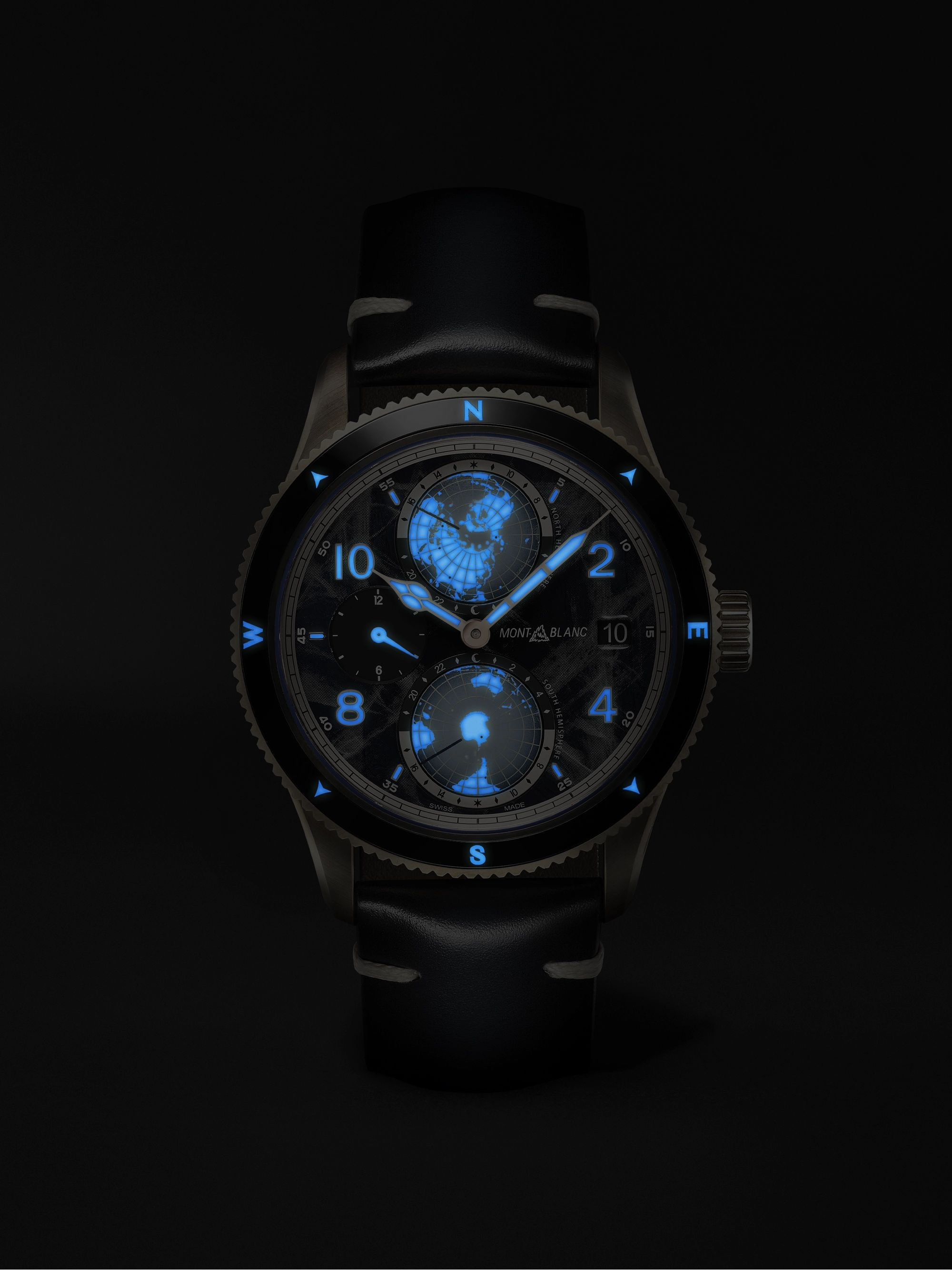 MONTBLANC 1858 Geosphere 0 Oxygen Limited Edition Automatic GMT 42mm Bronze, Ceramic and Leather Watch, Ref. No. 129415