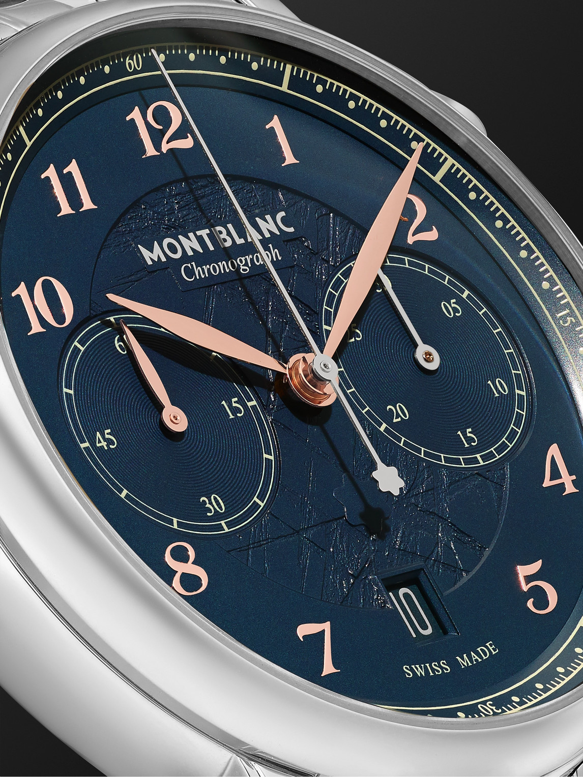 Shop Montblanc Star Legacy Chronograph Limited Edition Automatic 42mm Stainless Steel Watch, Ref. No. 129627 In Blue