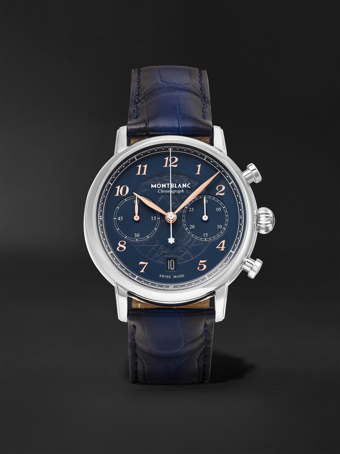 Montblanc Star Legacy Limited Edition Automatic Chronograph 42mm Stainless Steel And Alligator Watch, Ref. No. In Blue