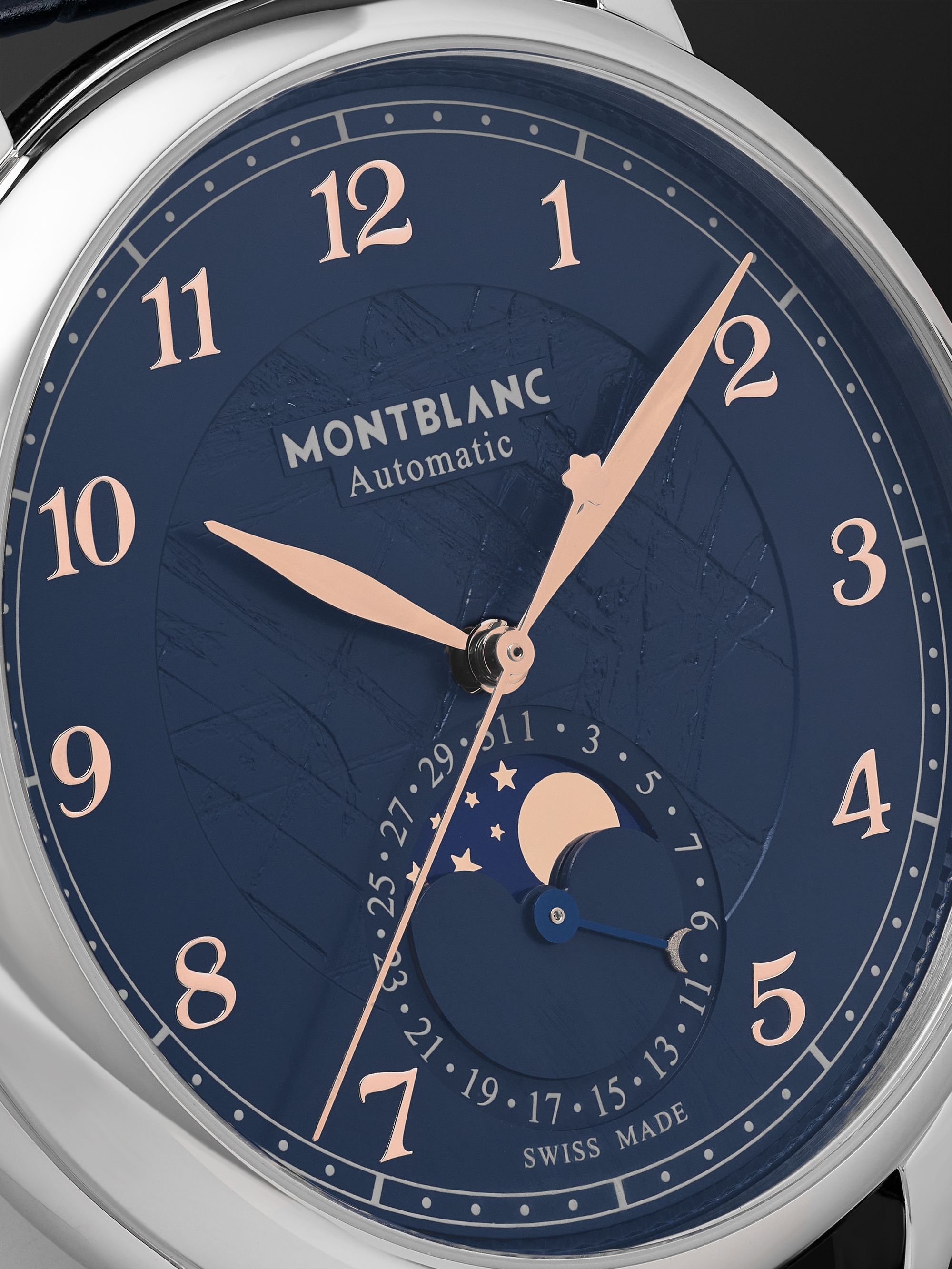 MONTBLANC Star Legacy Limited-Edition Automatic Moon-Phase 42mm Stainless Steel and Alligator Watch, Ref. No. 129630